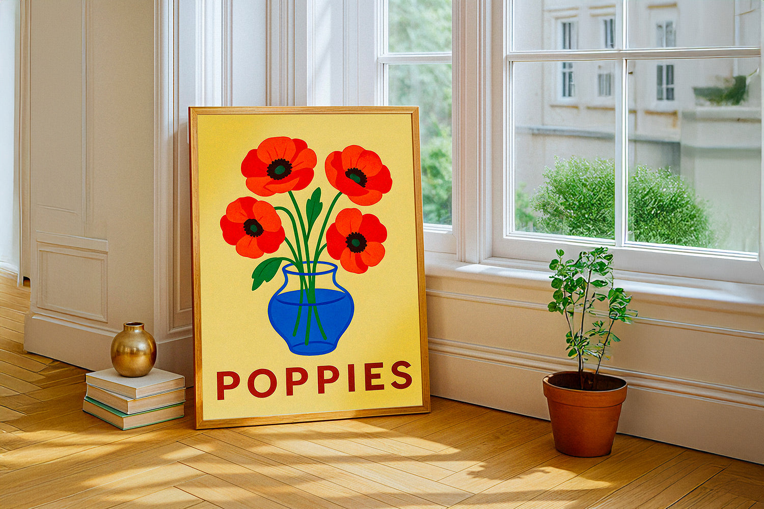 Poppies poster in an apartment