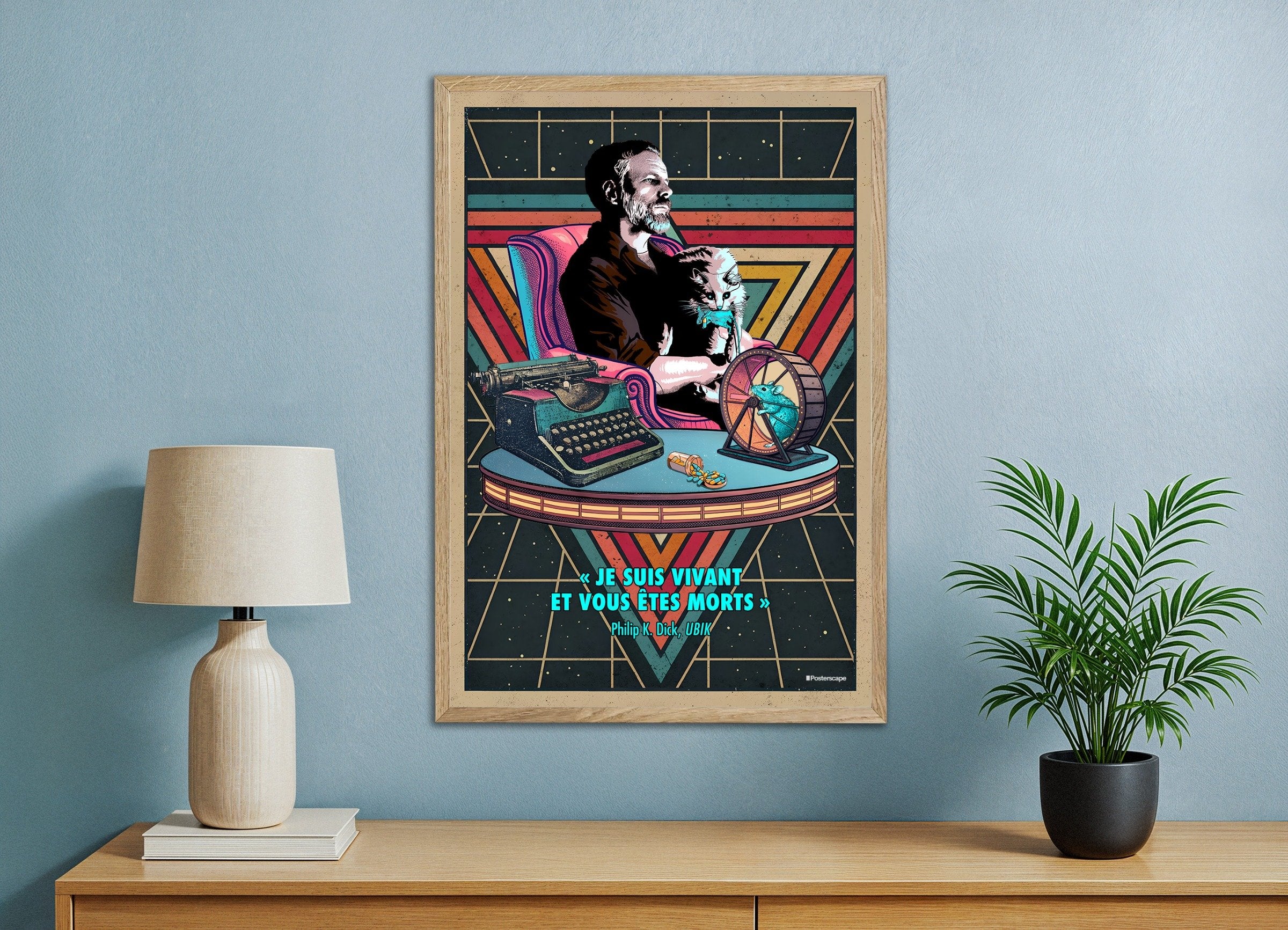 Philip K. Dick Citat Affischer - "Jag Är Levande Och Du Är Död" - Retro Sci-Fi Poster