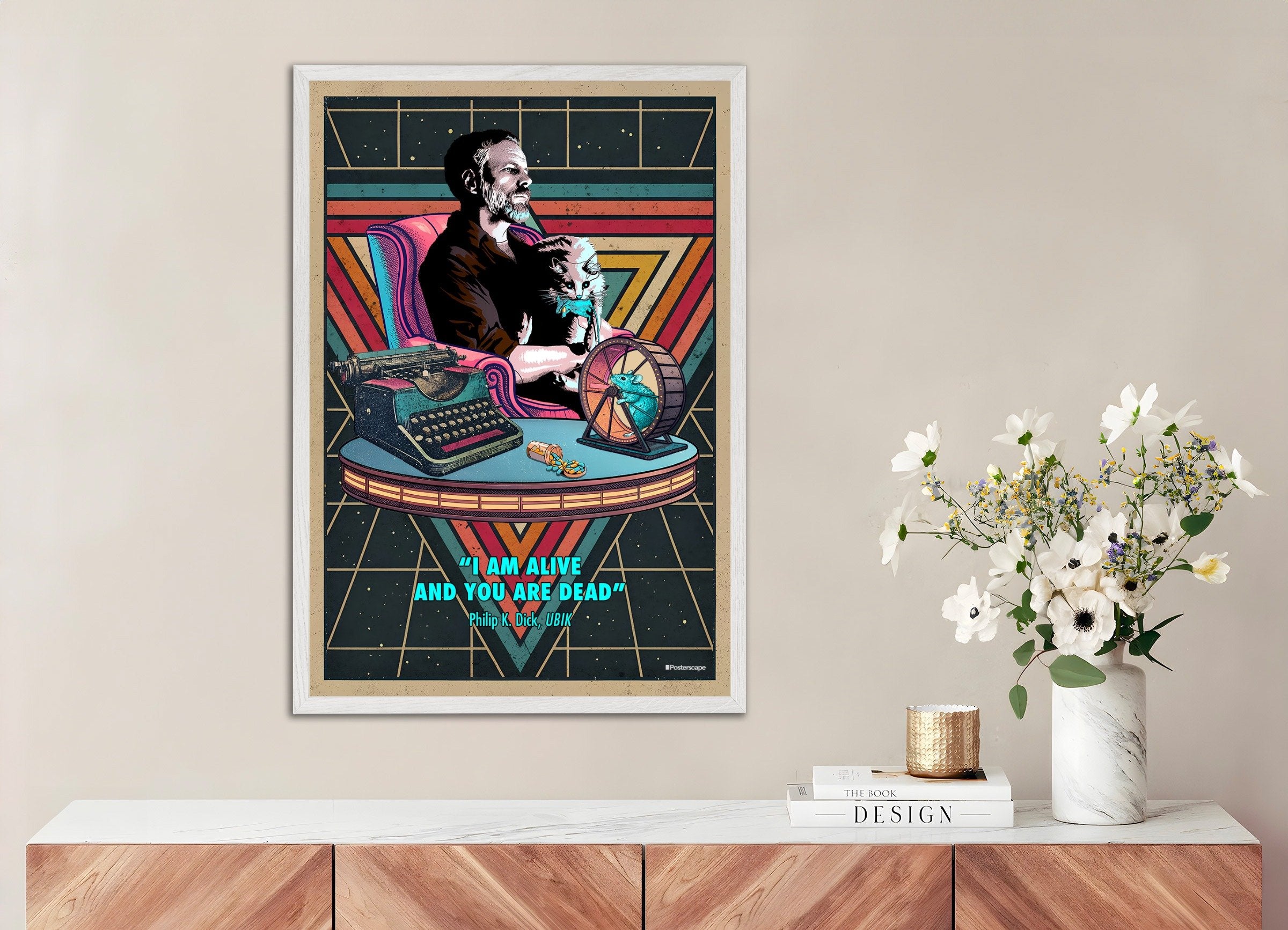 Philip K. Dick Citat Affischer - "Jag Är Levande Och Du Är Död" - Retro Sci-Fi Poster