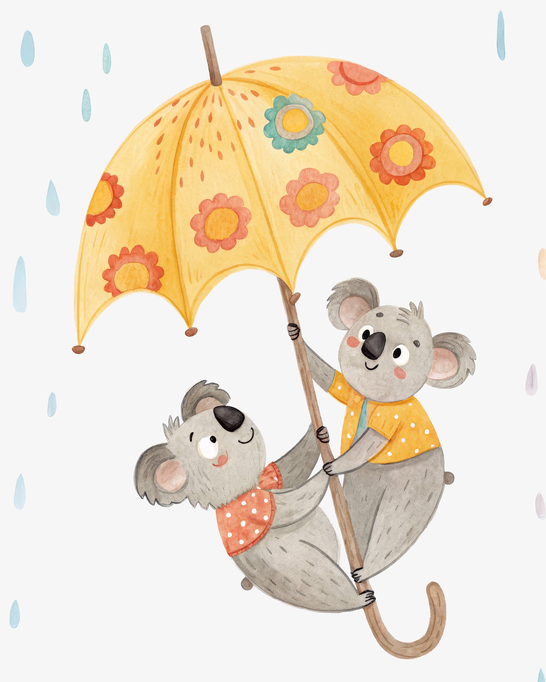 Koalor med paraply Poster - Väggkonst för barnrum