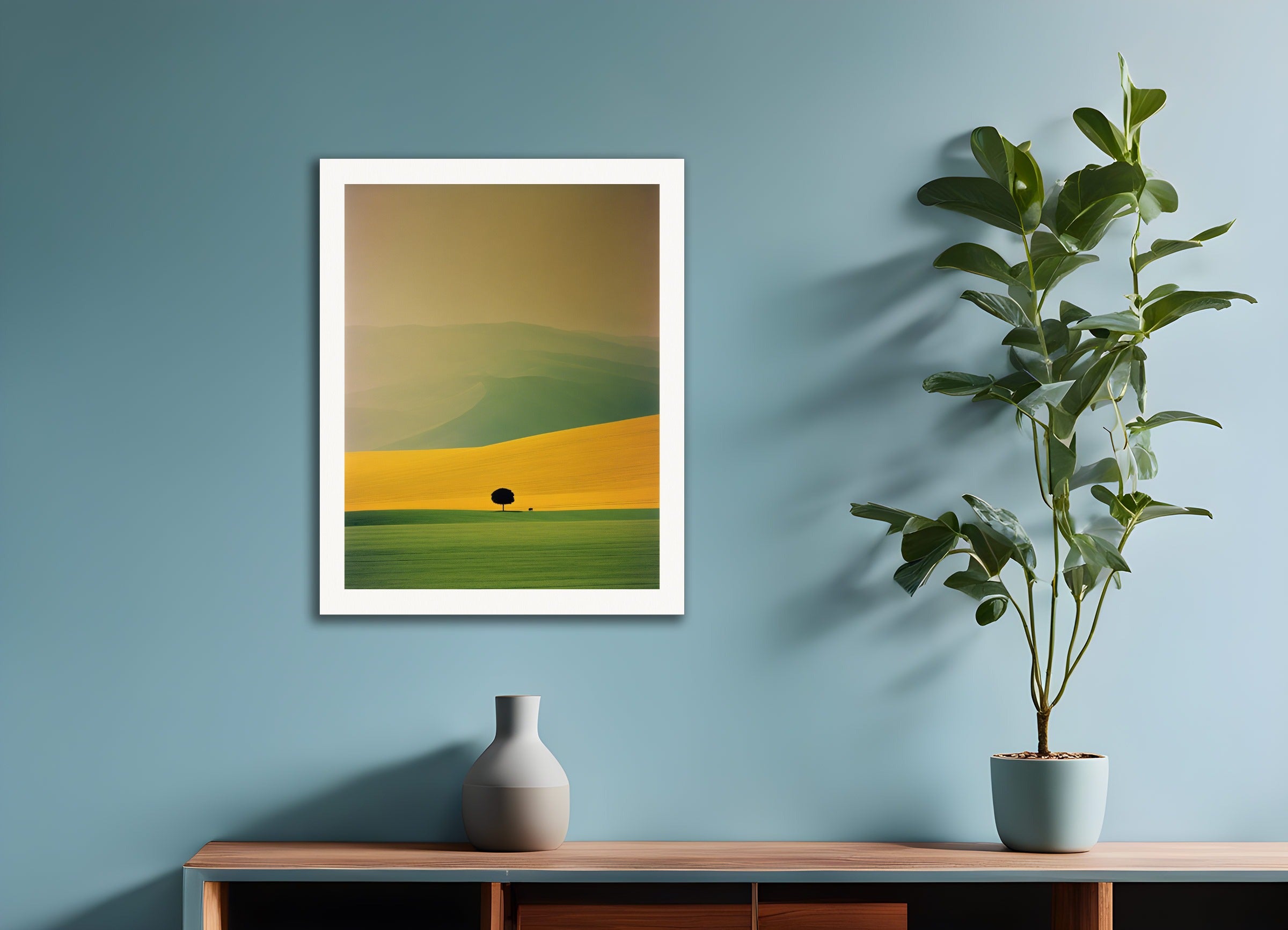 Poster: Colorful and abstract images, capturing geometric compositions in landscapes,