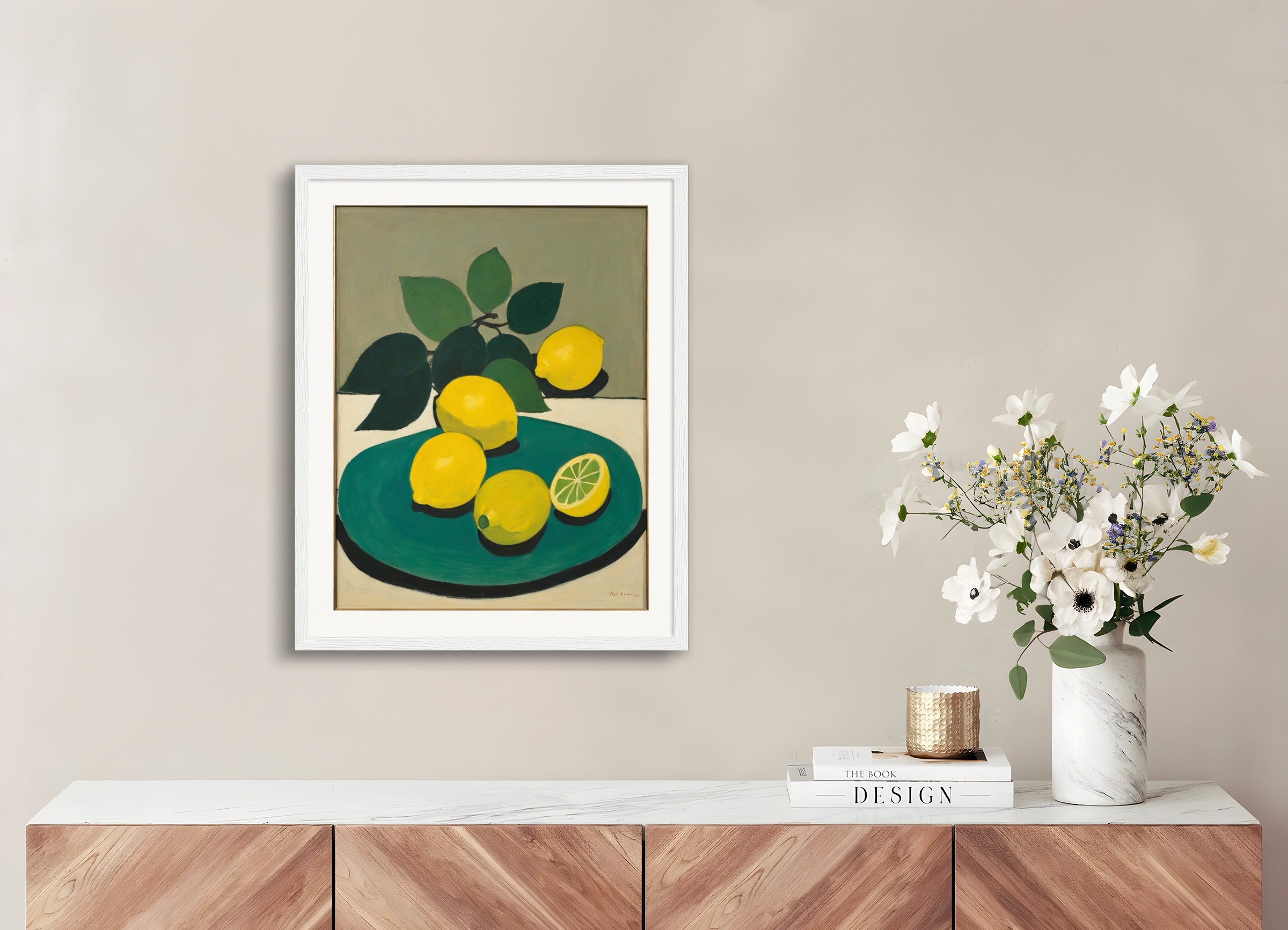 Poster with wood frame: American intimate figurative, abstract trend,