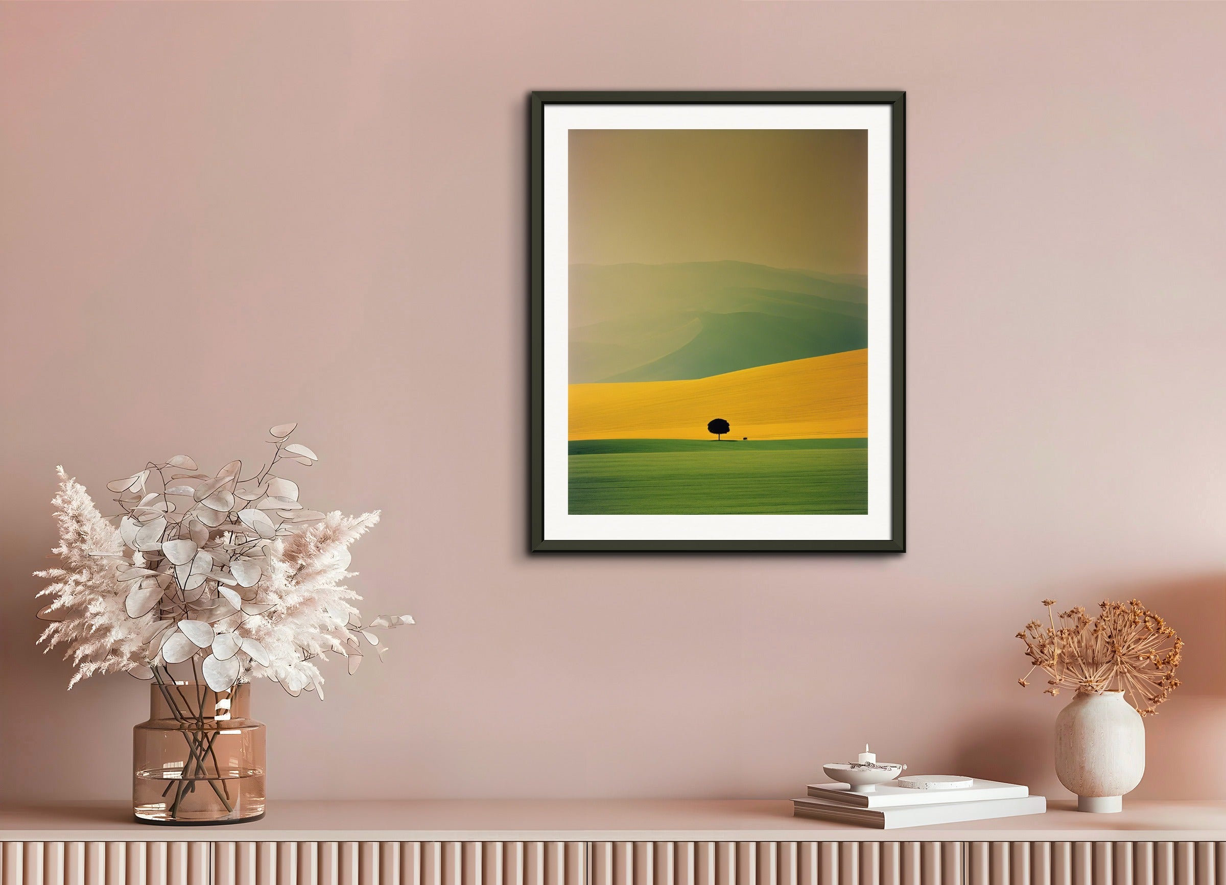 Poster with metal frame: Colorful and abstract images, capturing geometric compositions in landscapes,