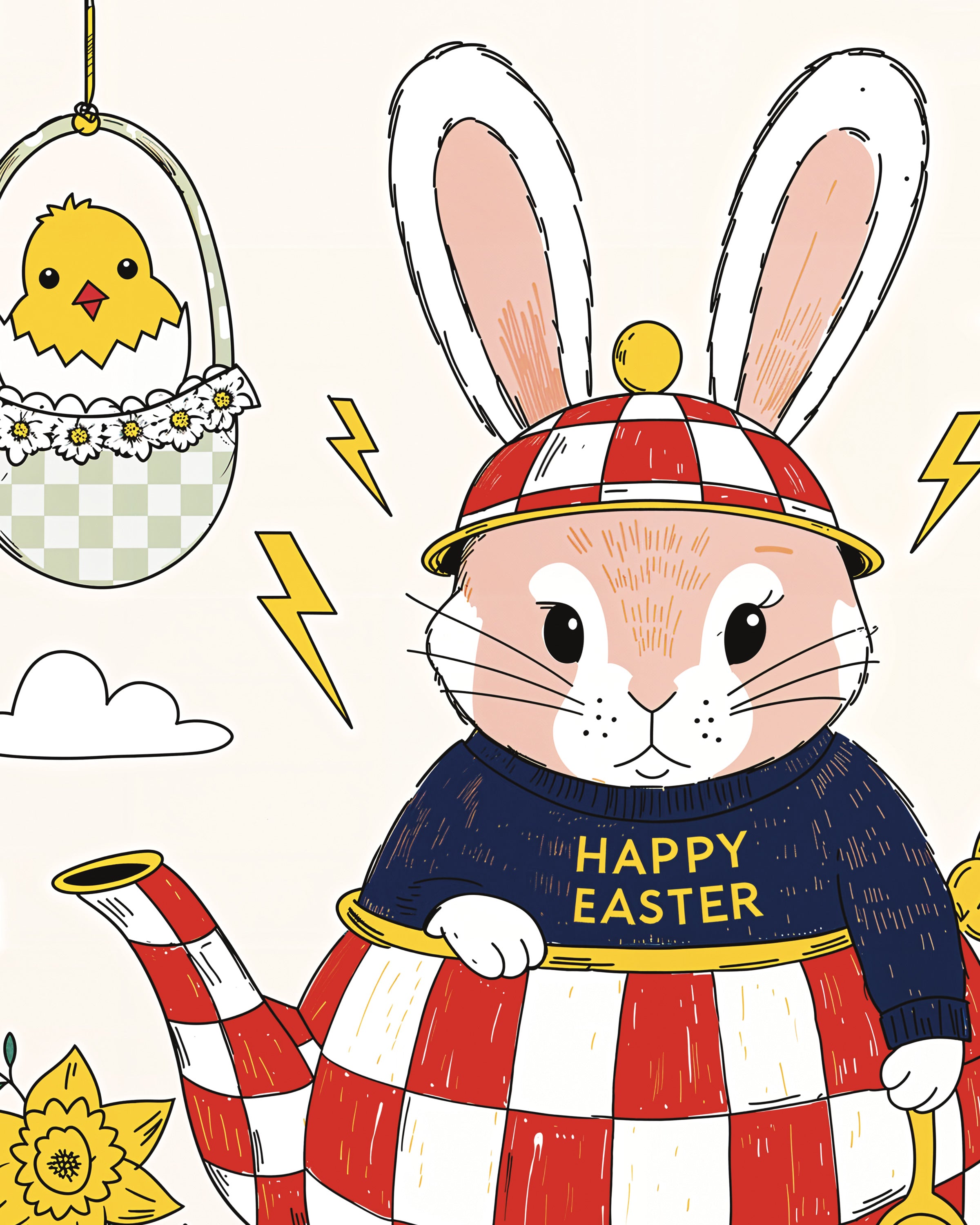 Påskbris – Kanintekanna och påskliljor poster