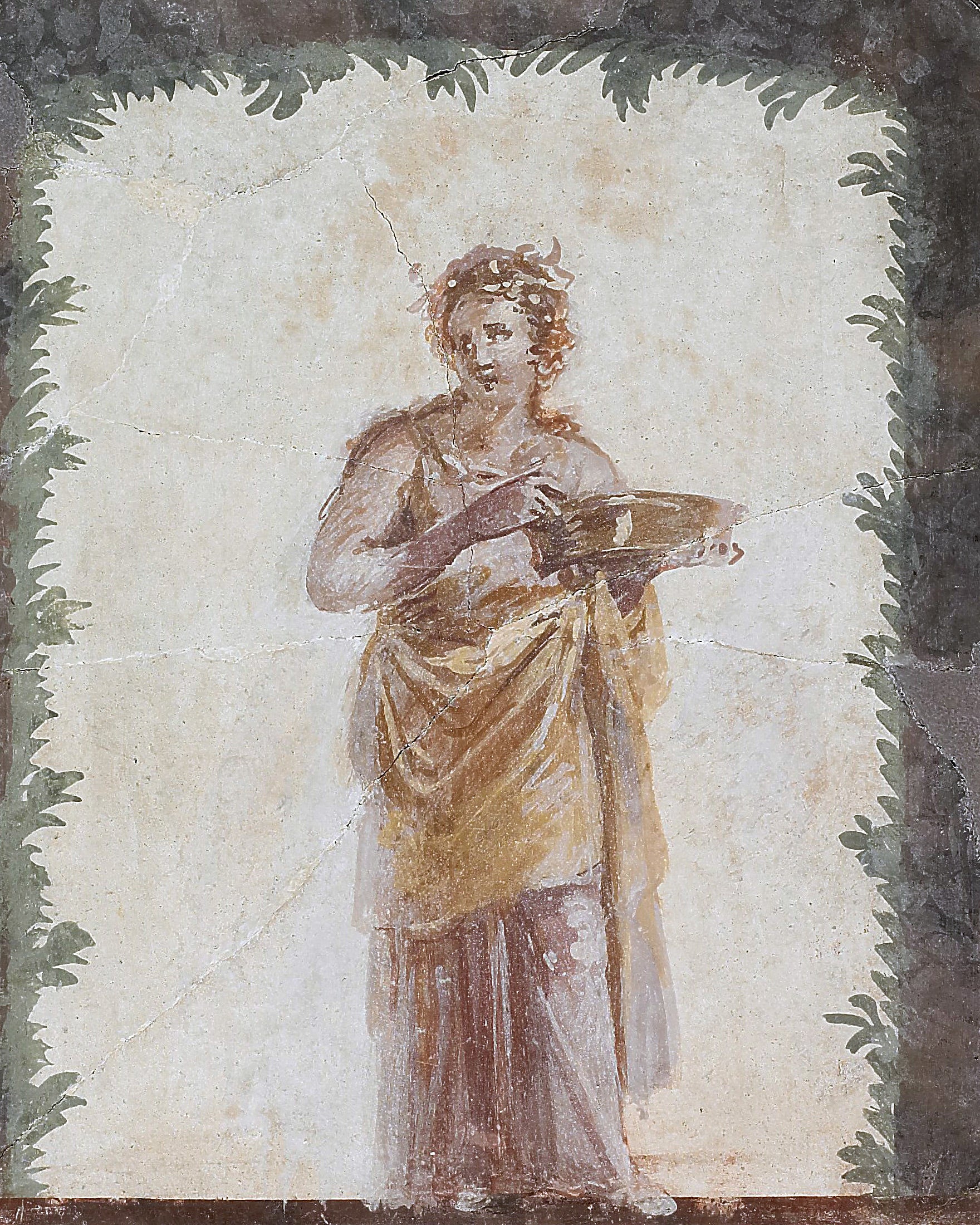 Pompeji Freskfragment med Maenad och Påfågel affischer