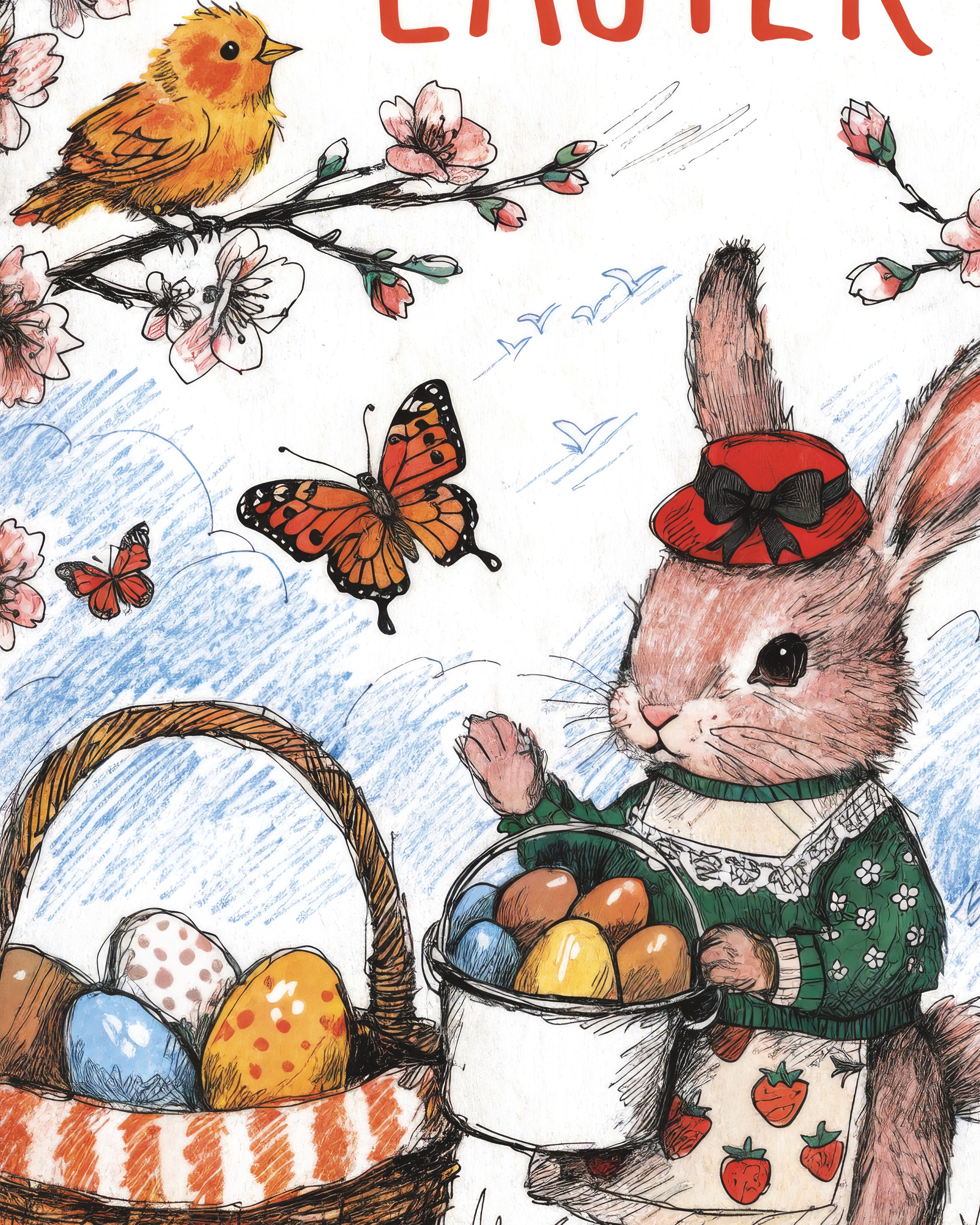 Glad Påskharen i Blomstrande Trädgård Poster