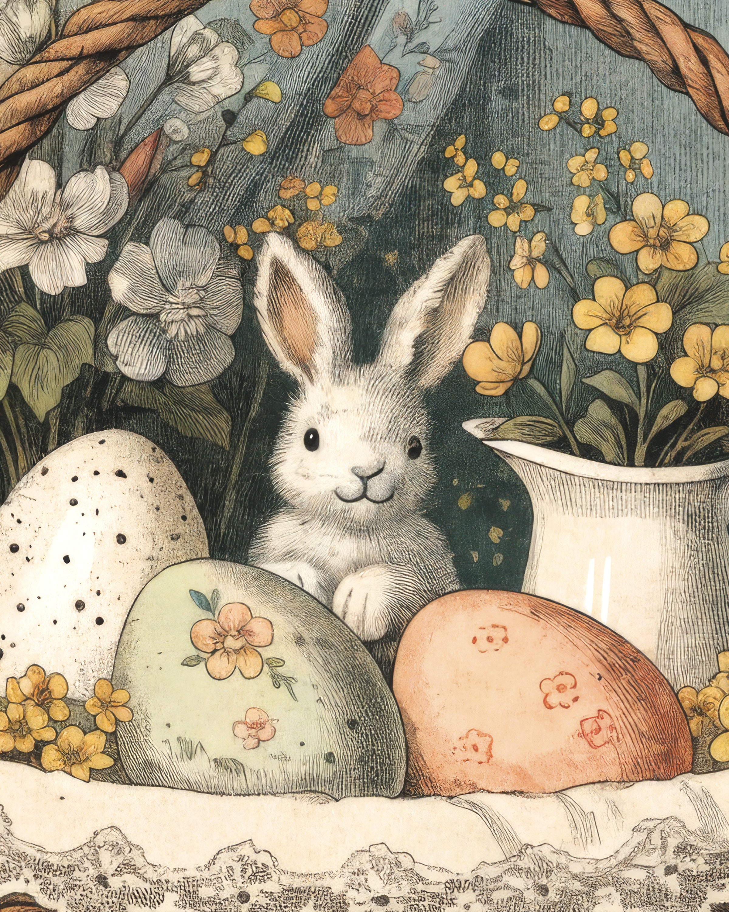 Glad Påskäggskorg Kanin Poster