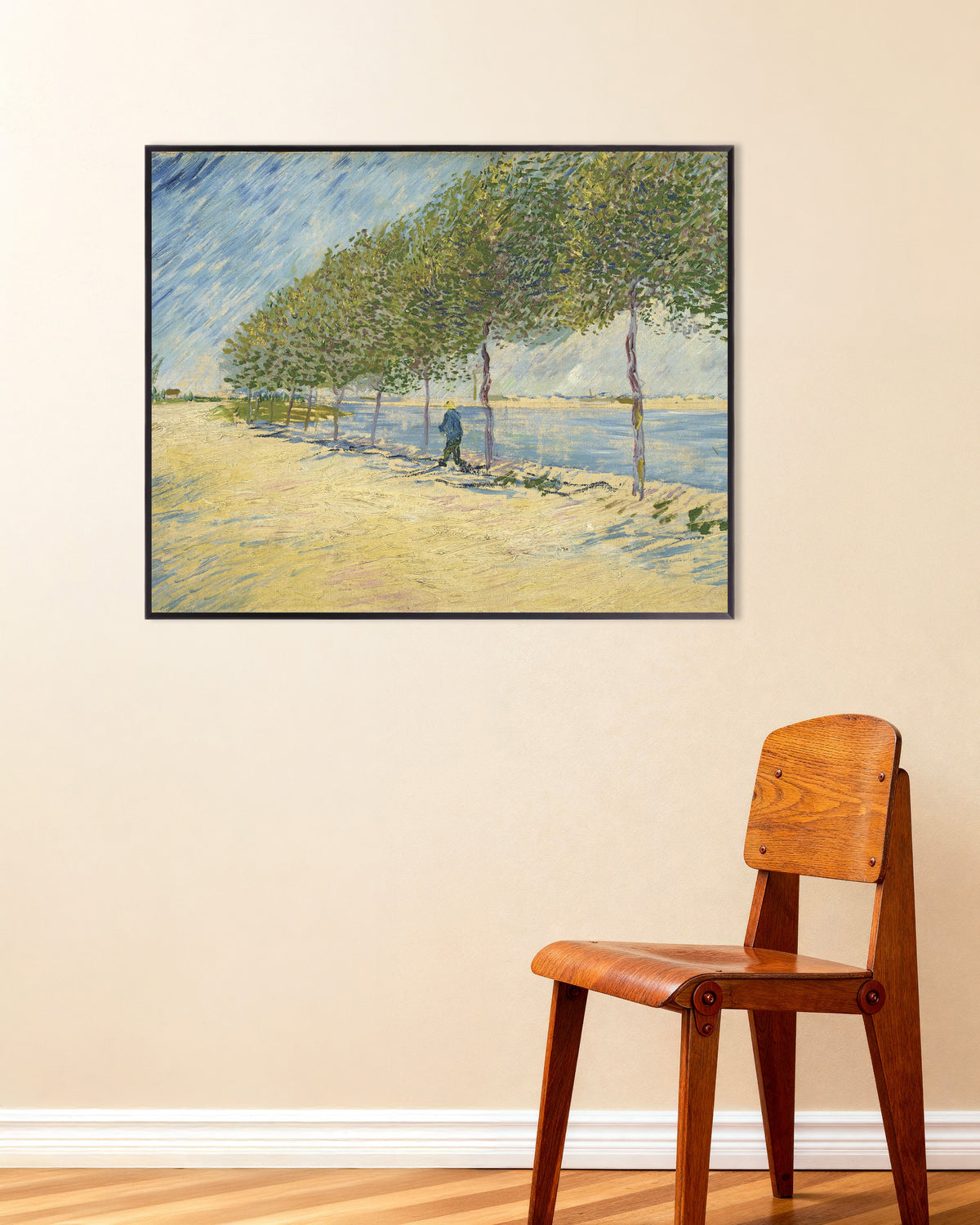 Poster med Längs Seine (1887) av Vincent van Gogh, med metallram