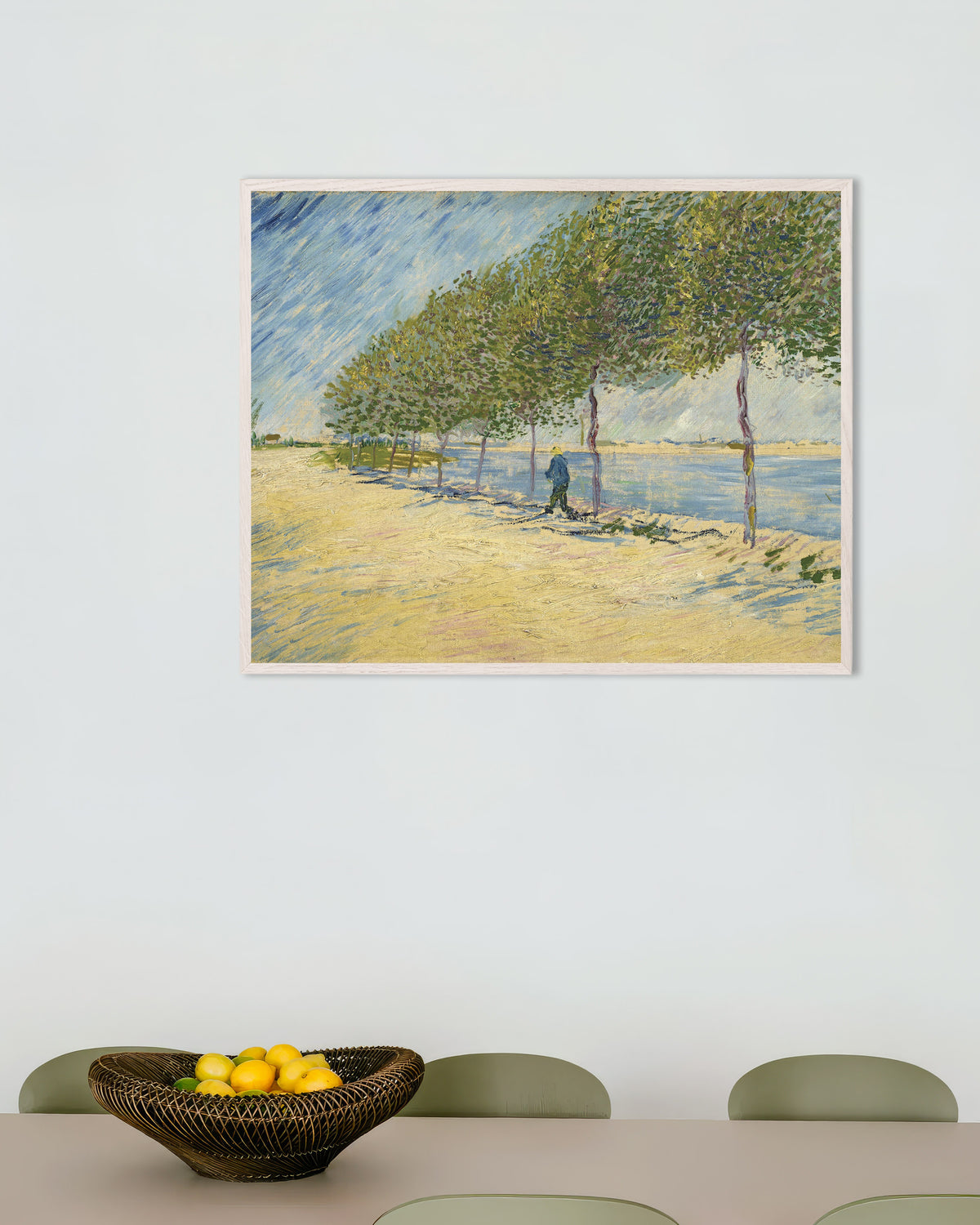Poster med Längs Seine (1887) av Vincent van Gogh, med vit träram