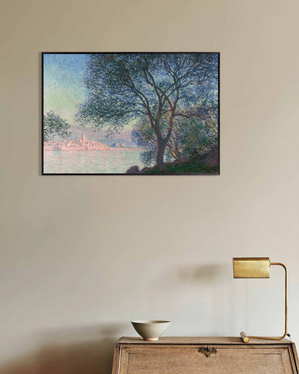 Poster Antibes sett från La Salis (1888) av Claude Monet med metallram