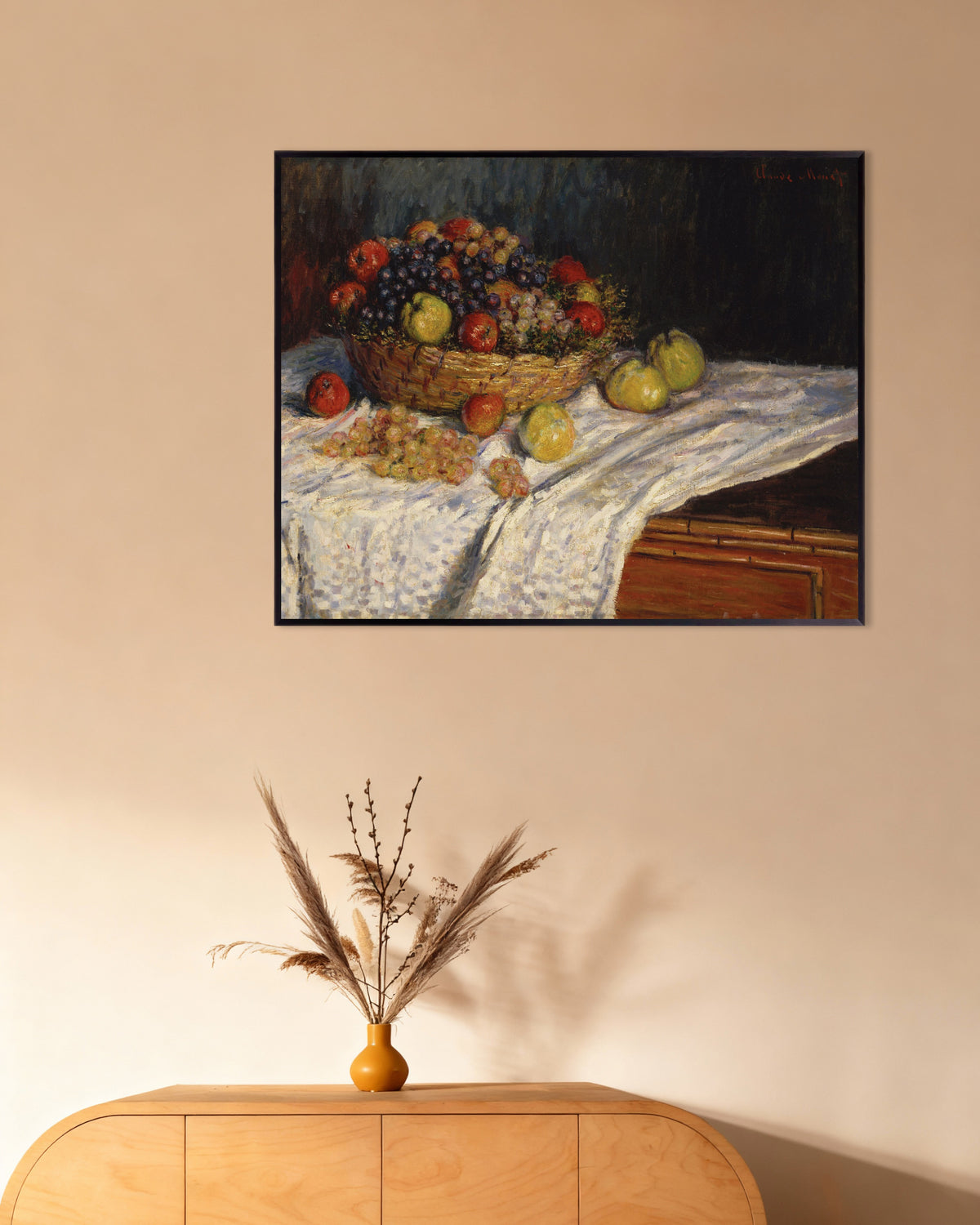 Poster Äpplen och vindruvor (1879–1880) av Claude Monet med metallram
