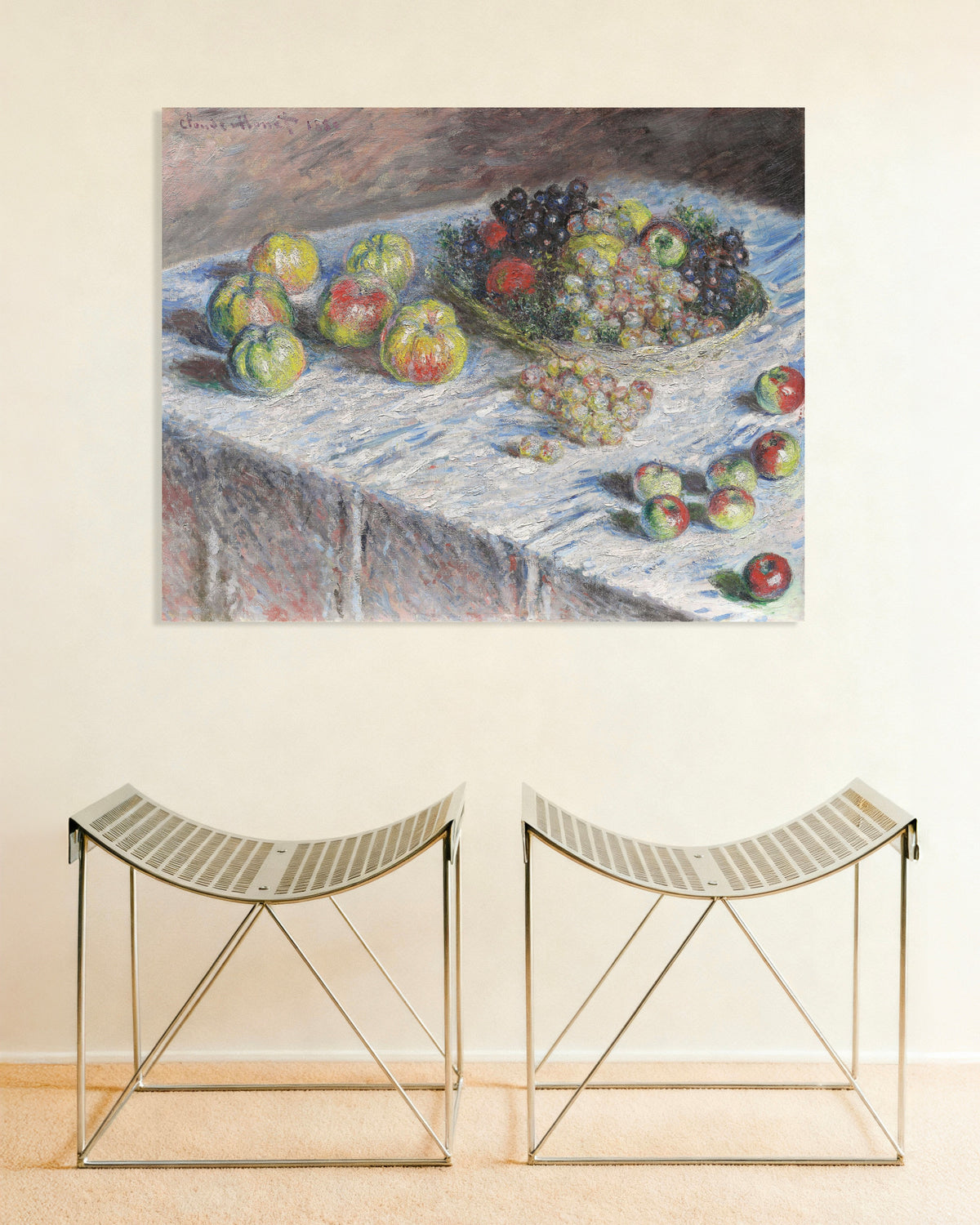 Poster Äpplen och vindruvor (1880) av Claude Monet