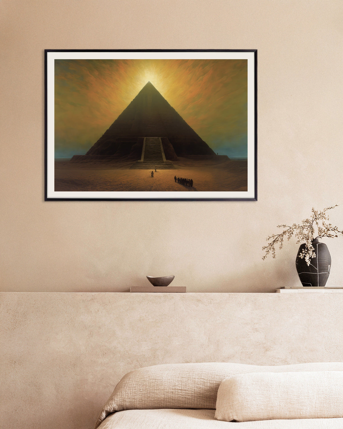 Poster med Atmosfärisk, mörk och mystisk, Den stora pyramiden, med metallram