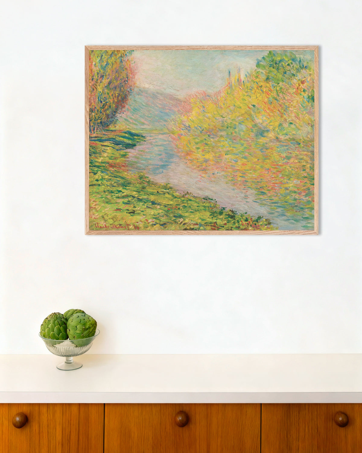Poster Höst vid Jeufosse (1884) av Claude Monet med ram i naturträ