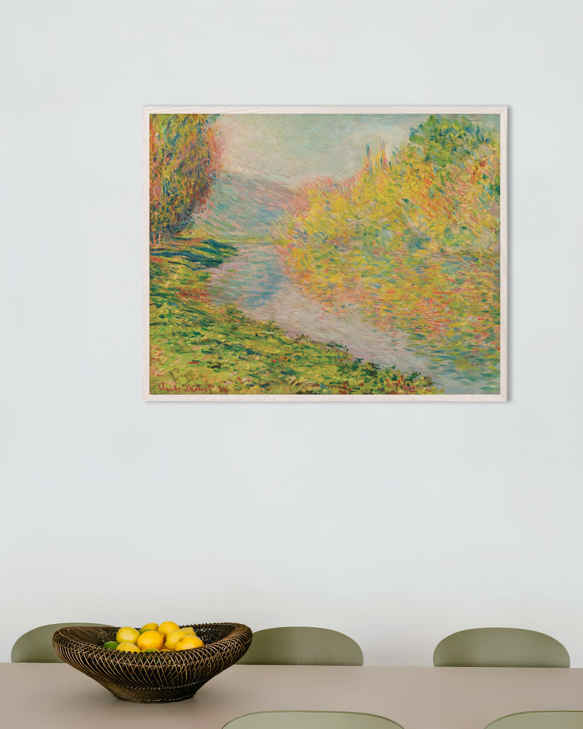 Poster Höst vid Jeufosse (1884) av Claude Monet med vit träram