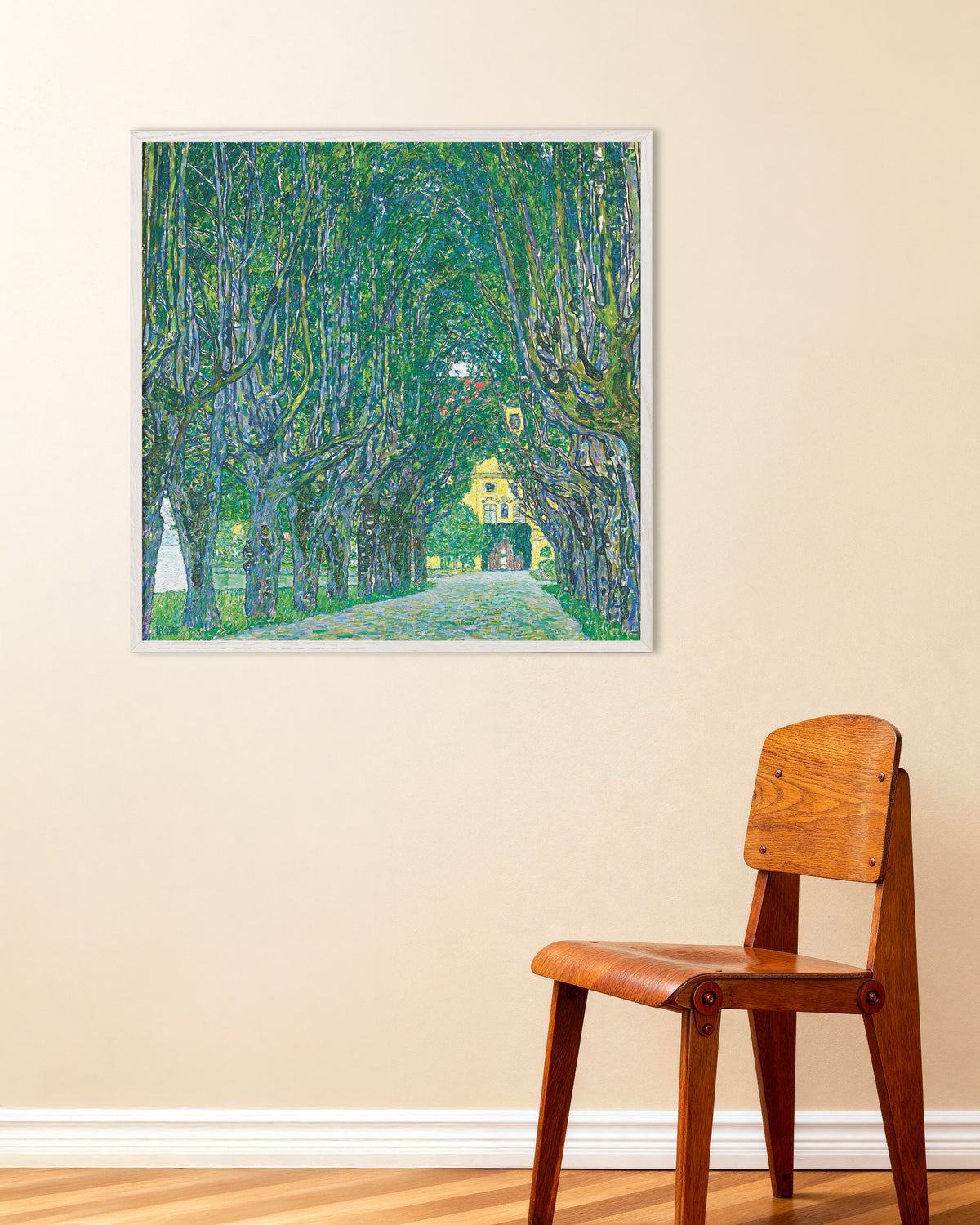 Poster Allé till Schloss Kammer (1912) av Gustav Klimt med vit träram