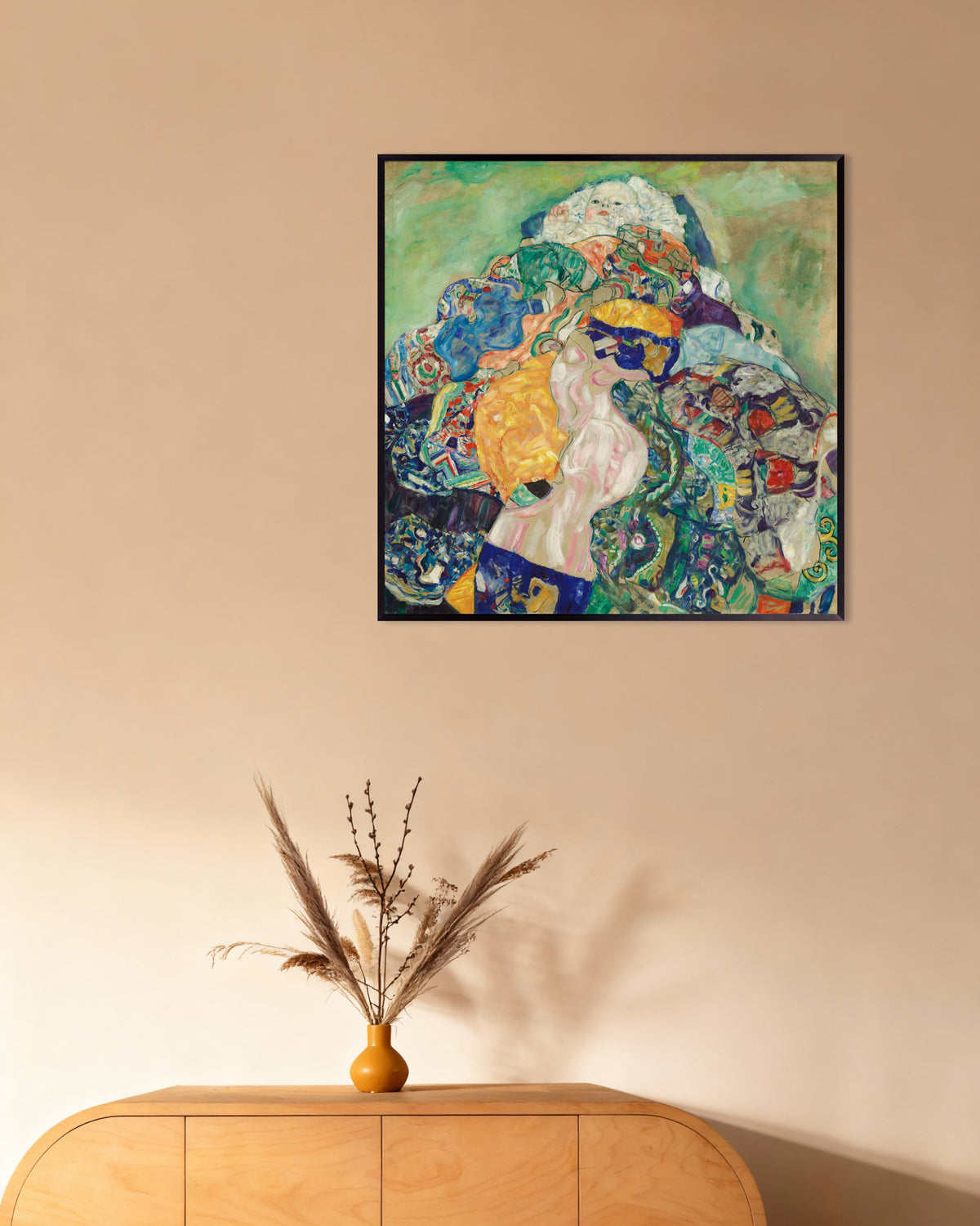 Poster Bebis (Vagga) (1917–1918) av Gustav Klimt med metallram