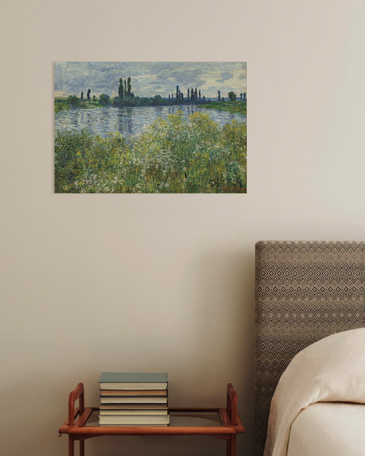 Poster Seines strand vid Vétheuil (1880) av Claude Monet