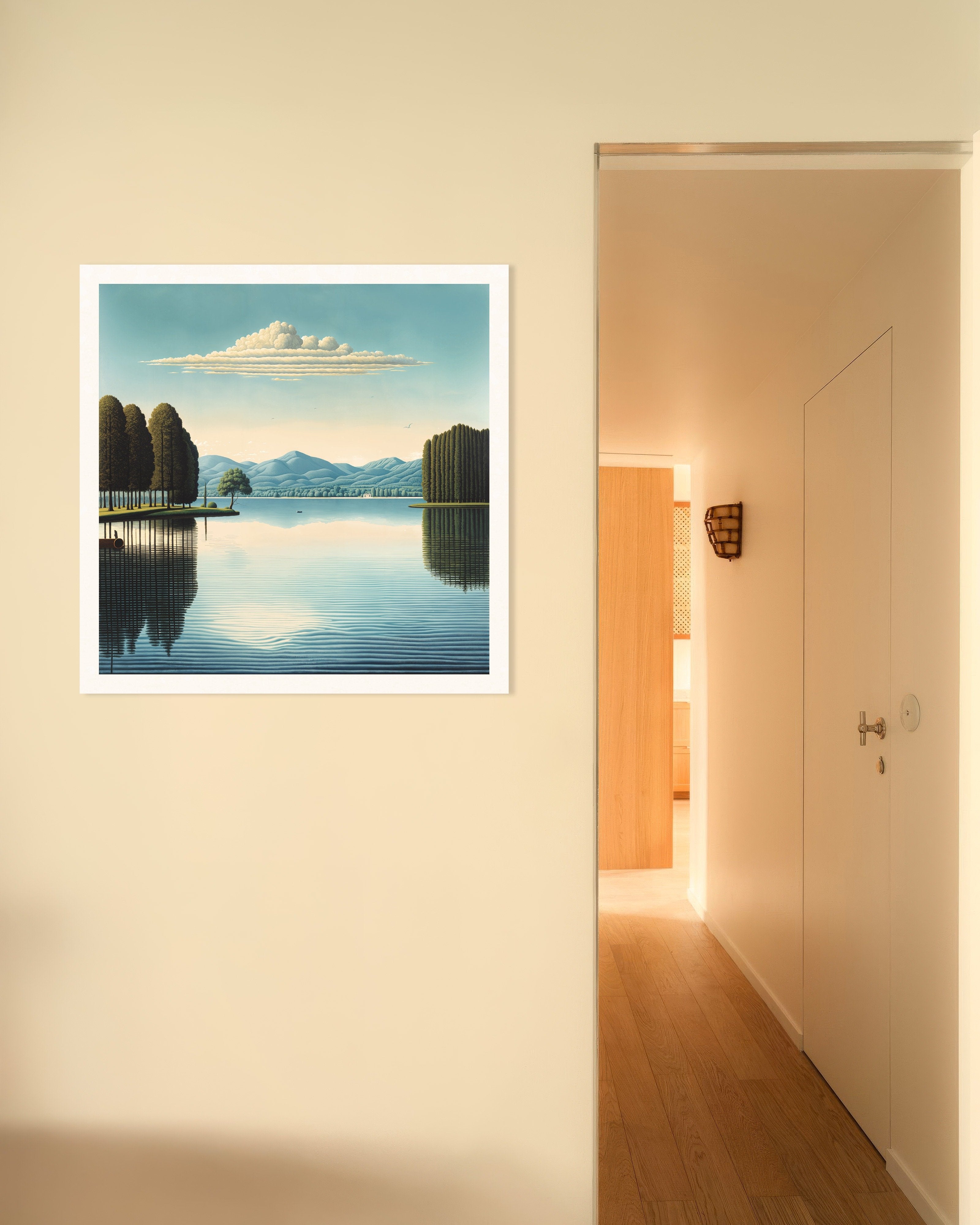 Poster of Belgian surrealism, reflections on Lake - Poster