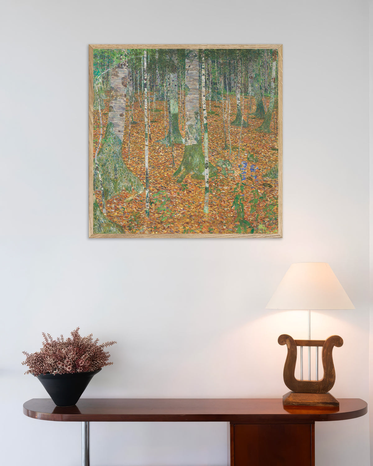 Poster Björkskog (1903) av Gustav Klimt med ram i naturträ