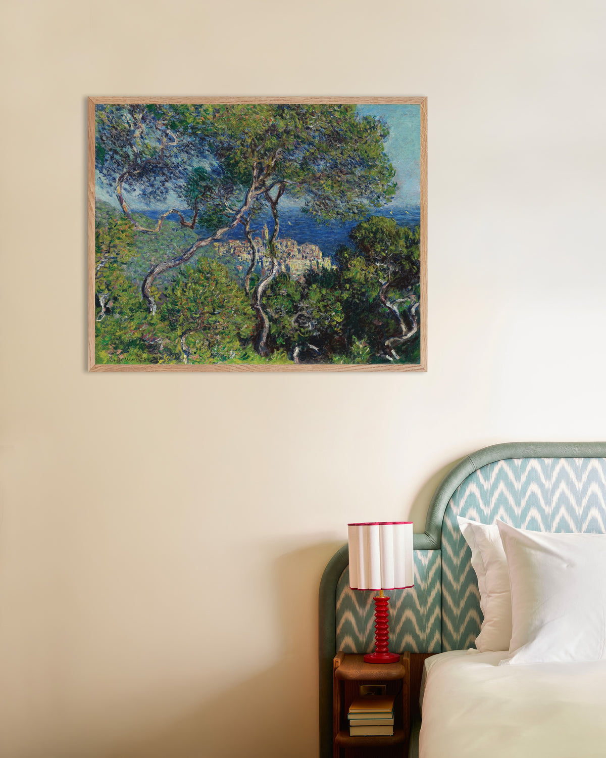 Poster Bordighera (1884) av Claude Monet med ram i naturträ