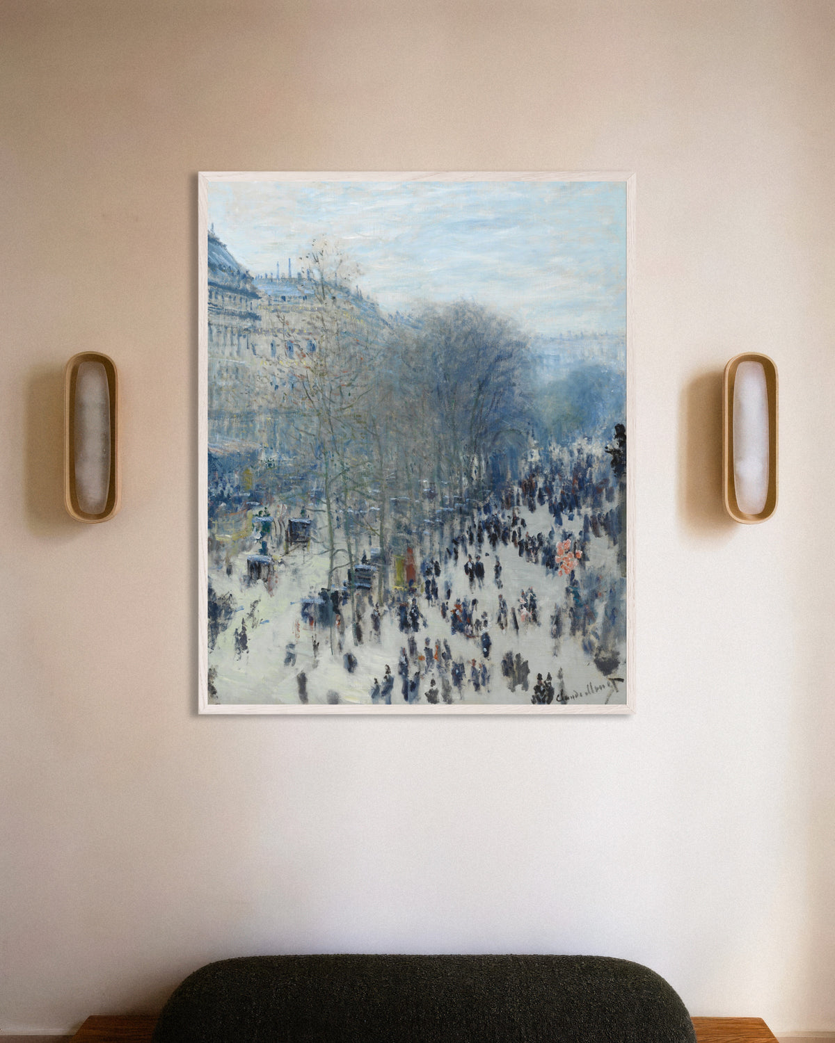 Poster Boulevard des Capucines (1873–1874) av Claude Monet med vit träram