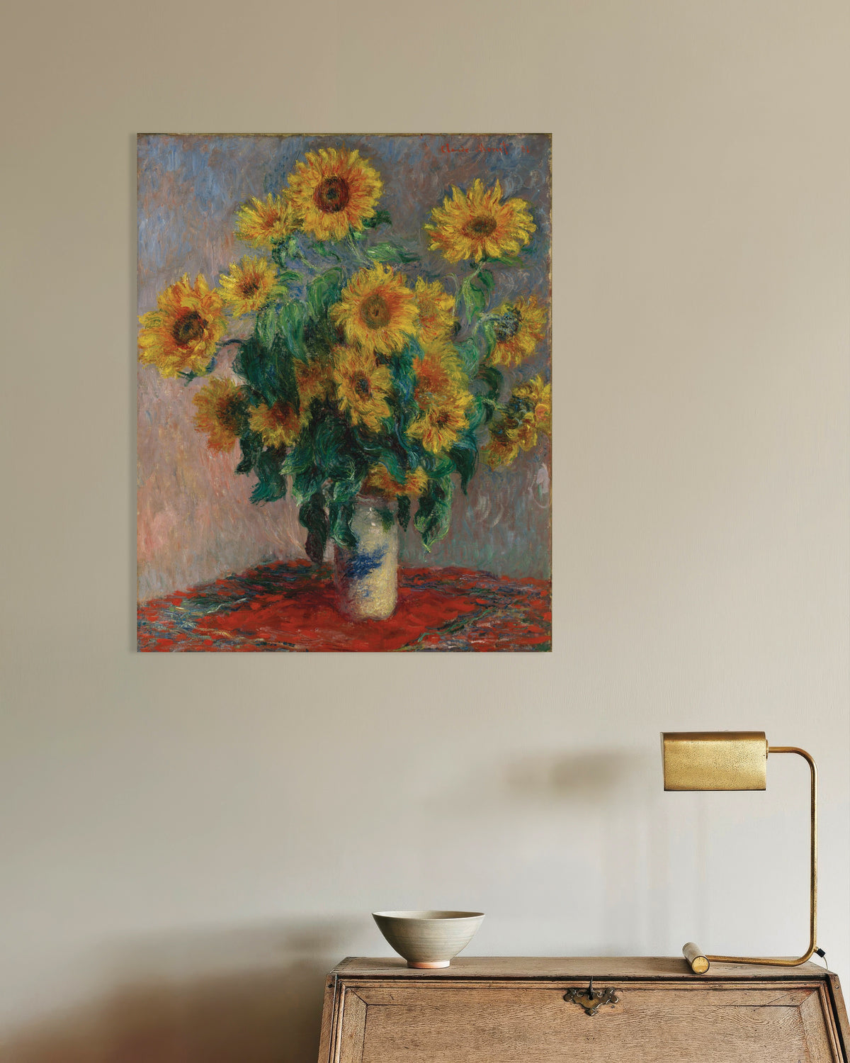 Poster Bukett med solrosor (1881) av Claude Monet