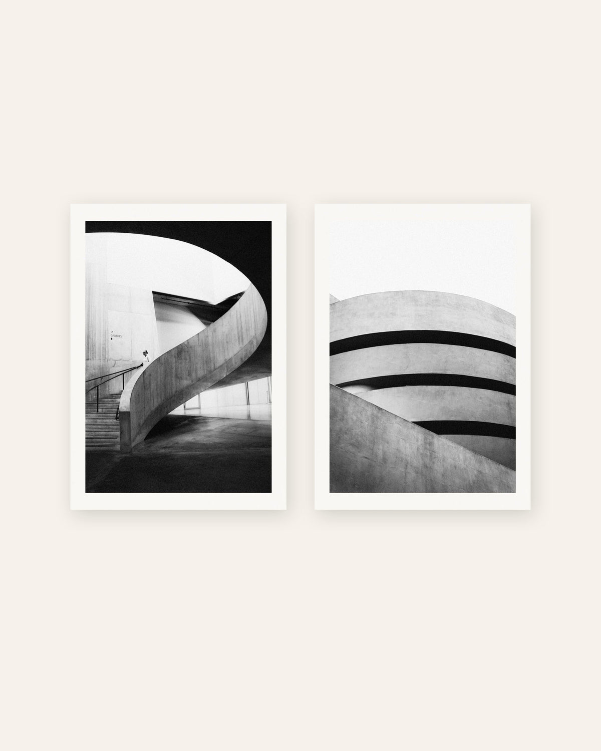 Brutalism-posters, set med 2: kurvor i betong, utan ram