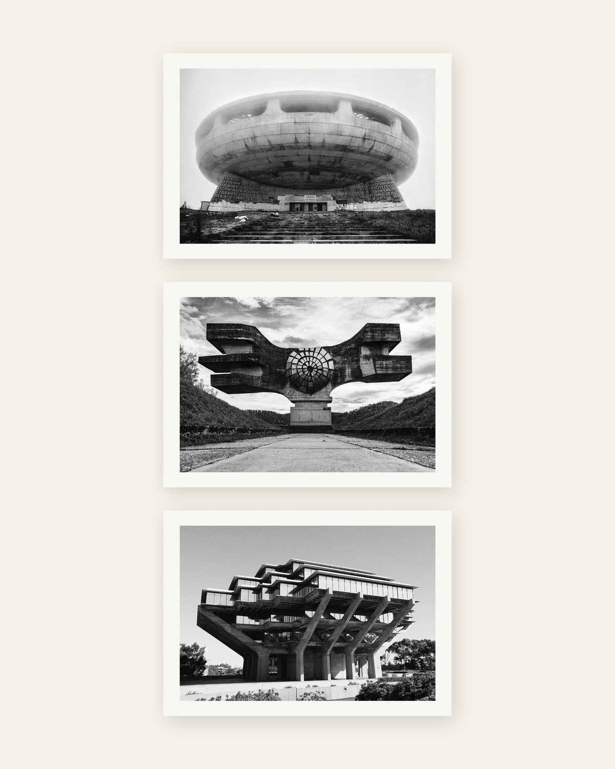 Brutalism-posters, set med 3: landmärken i betong, utan ram