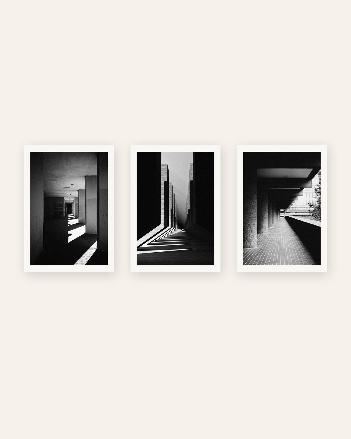 Brutalism-posters, set med 3: ljus och skugga, utan ram