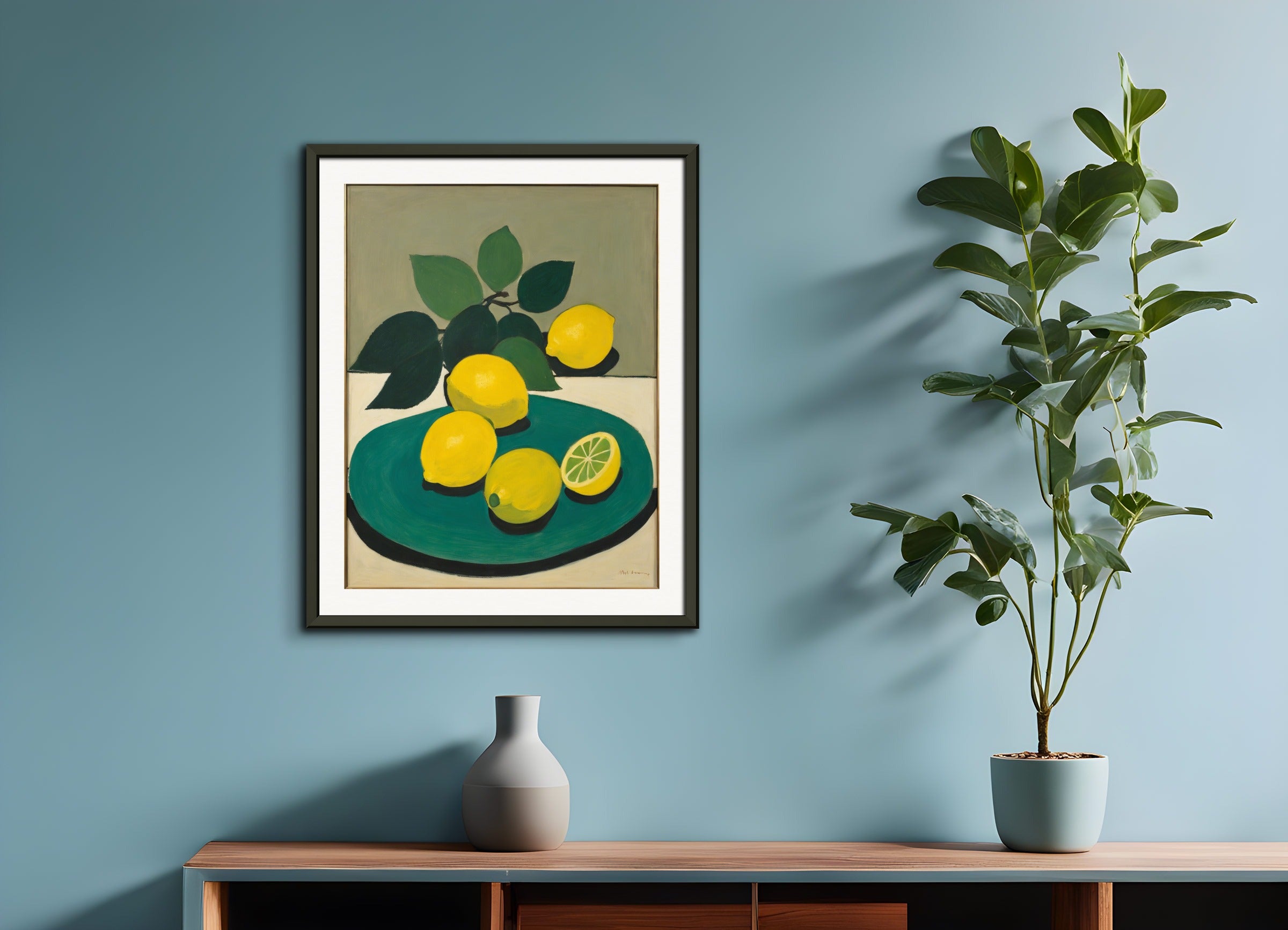 Poster with metal frame: American intimate figurative, abstract trend,