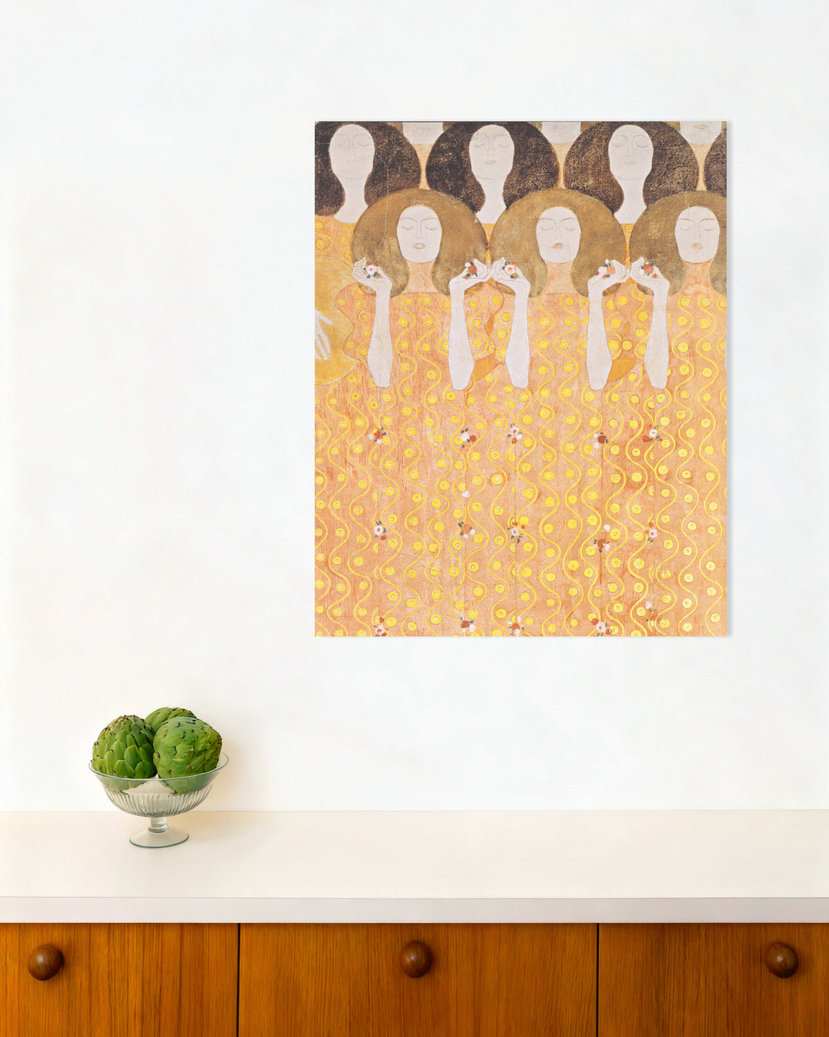 Poster Paradisets änglakör, Beethovenfrisen (1902) av Gustav Klimt