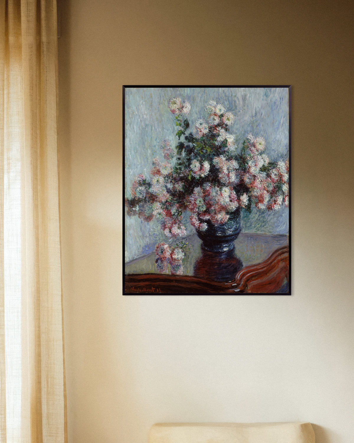 Poster Krysantemum (1882) av Claude Monet med metallram