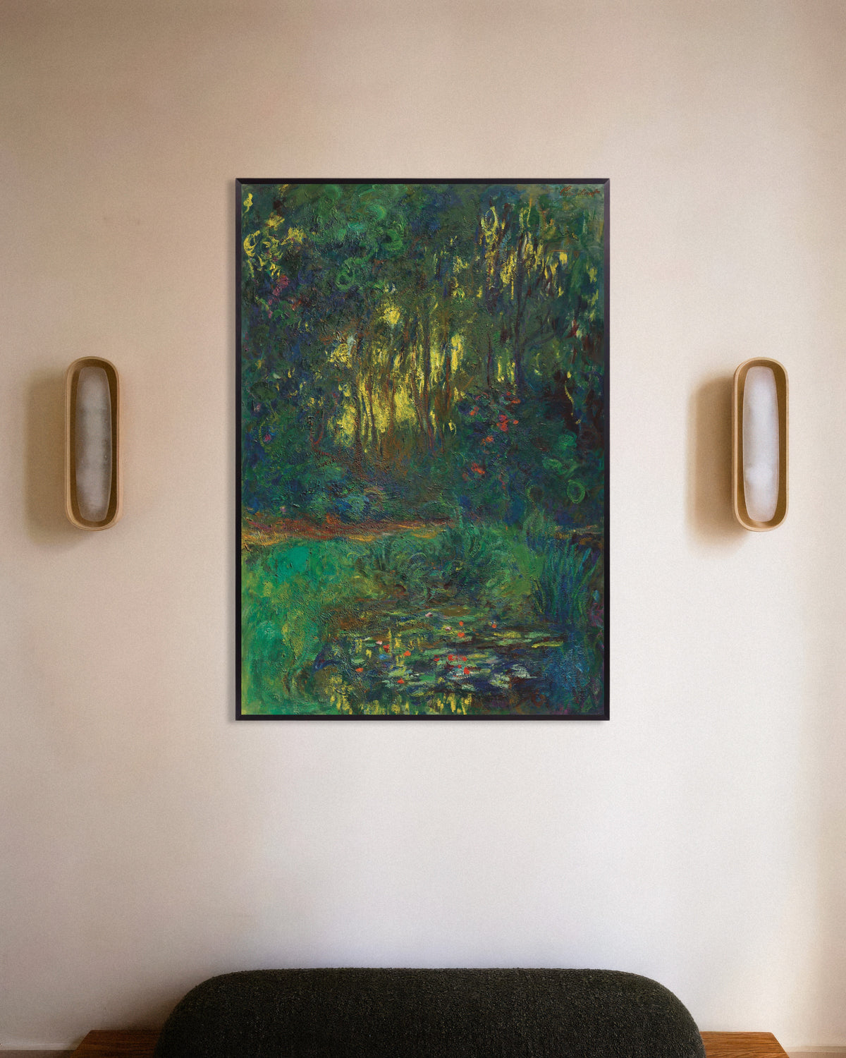 Poster Hörn av näckrosdammen (1918–1919) av Claude Monet med metallram