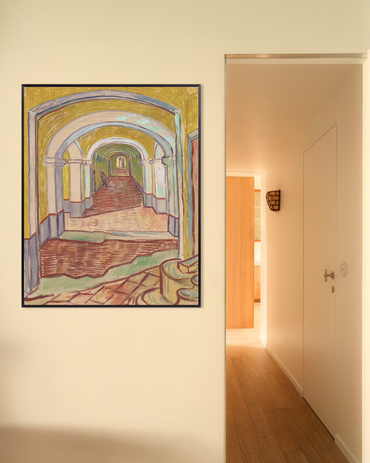 Poster av Korridor på asylet (1889) av Vincent van Gogh, med metallram