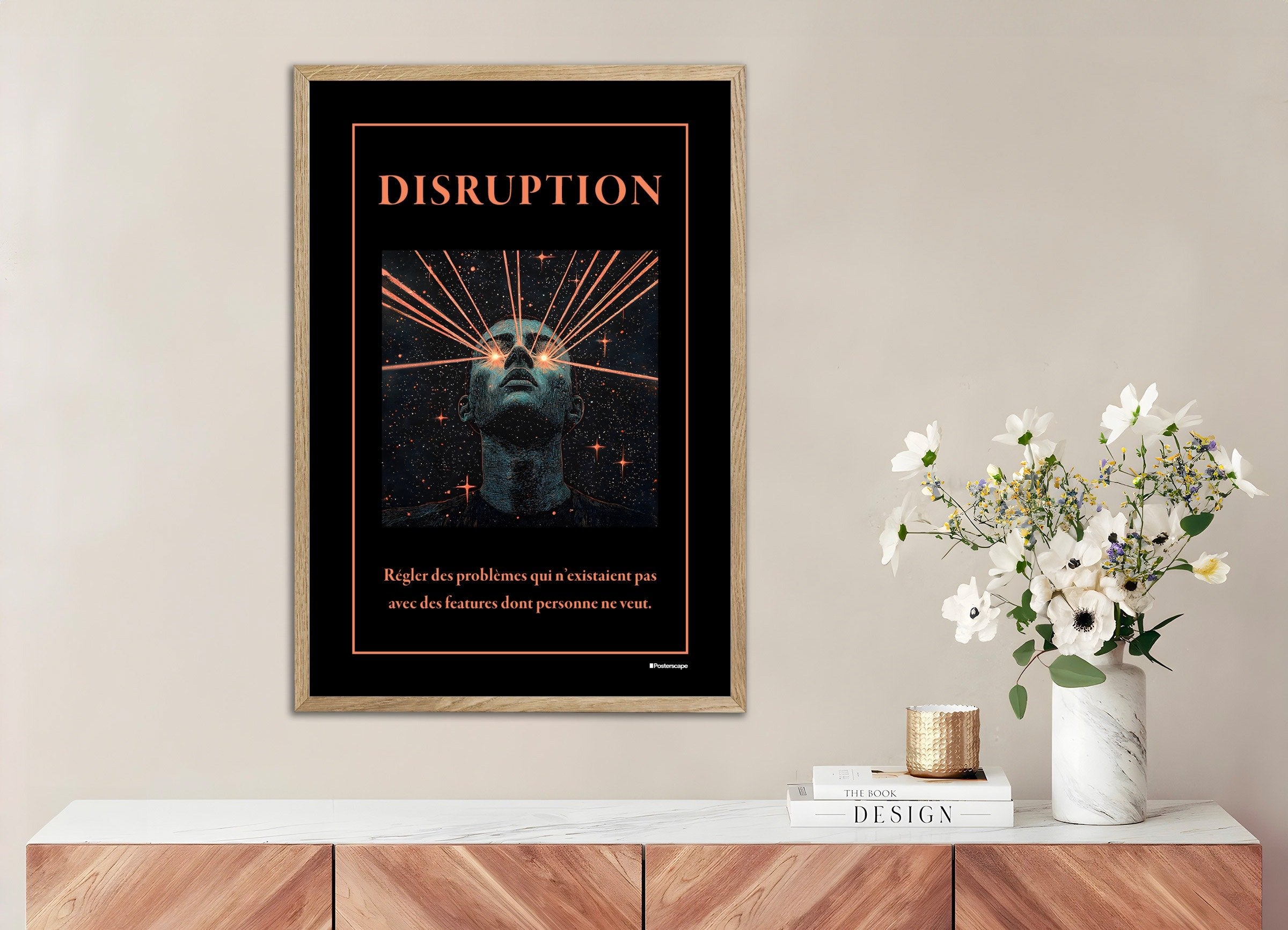 Poster of Disruption - Demotivational Poster, with natural wooden frame