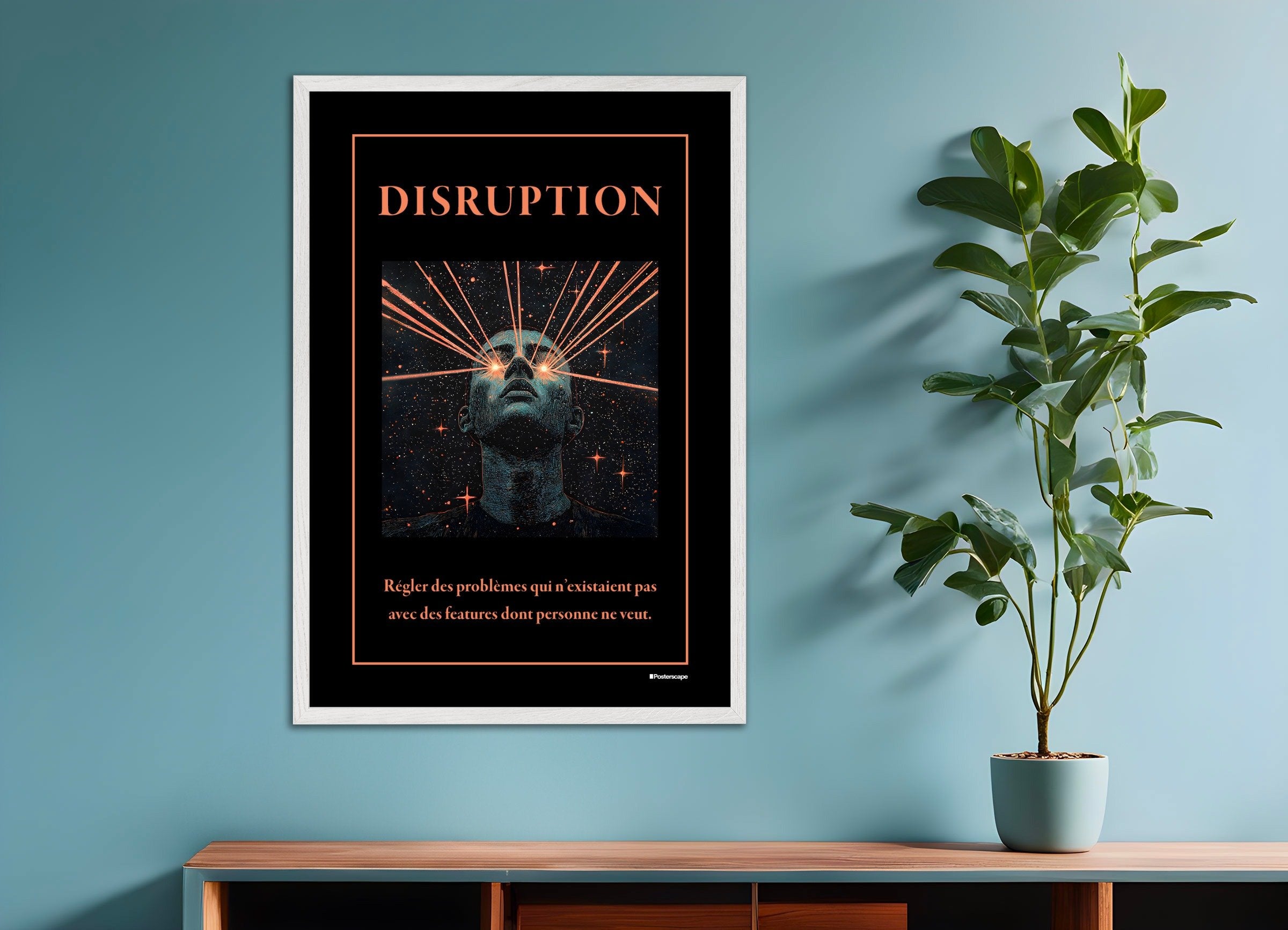 Poster of Disruption - Demotivational Poster, with white wooden frame