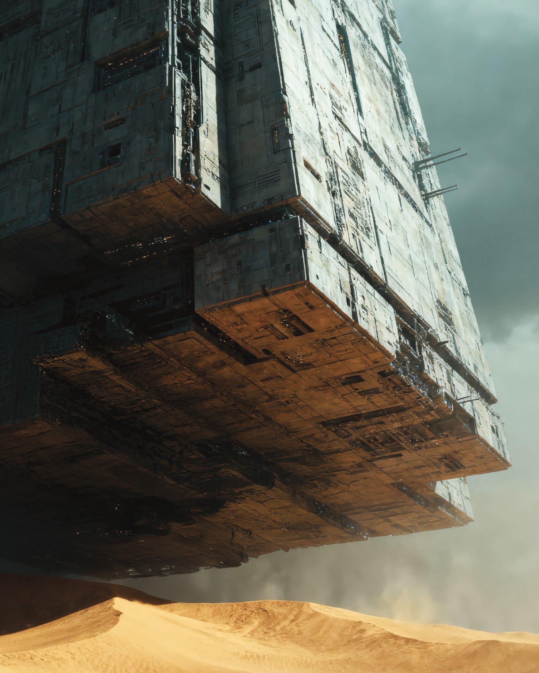 Floating Megastructure Poster, Dune, Sci-Fi Ökenaffisch