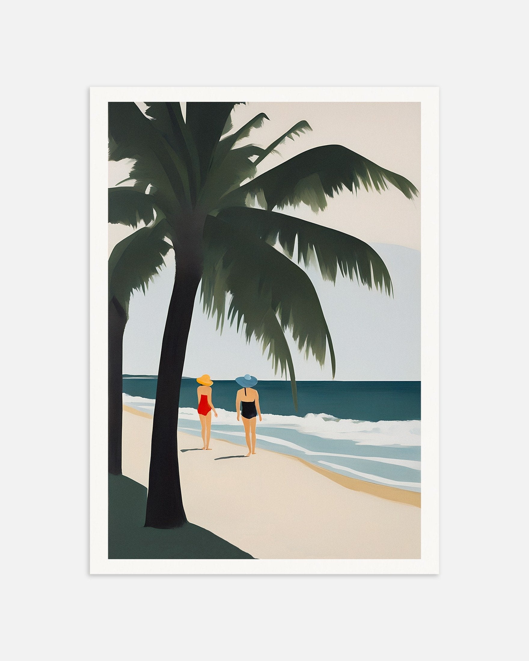 Poster of Émilie & Natacha on the Beach - Tropical Paradise Art Print, thumbnail