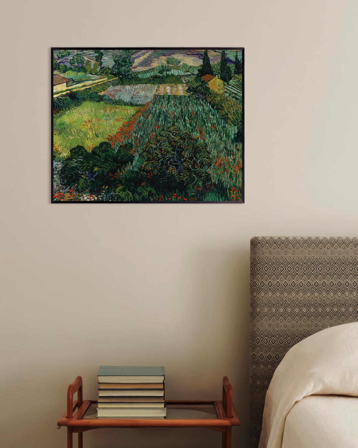 Poster med Fält med vallmo (1889) av Vincent van Gogh, med metallram