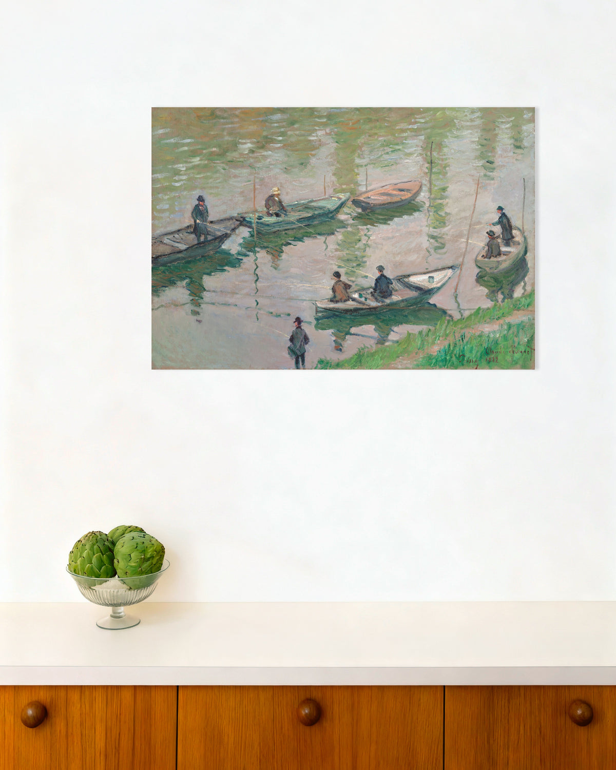 Poster Fiskare på Seine vid Poissy (1882) av Claude Monet