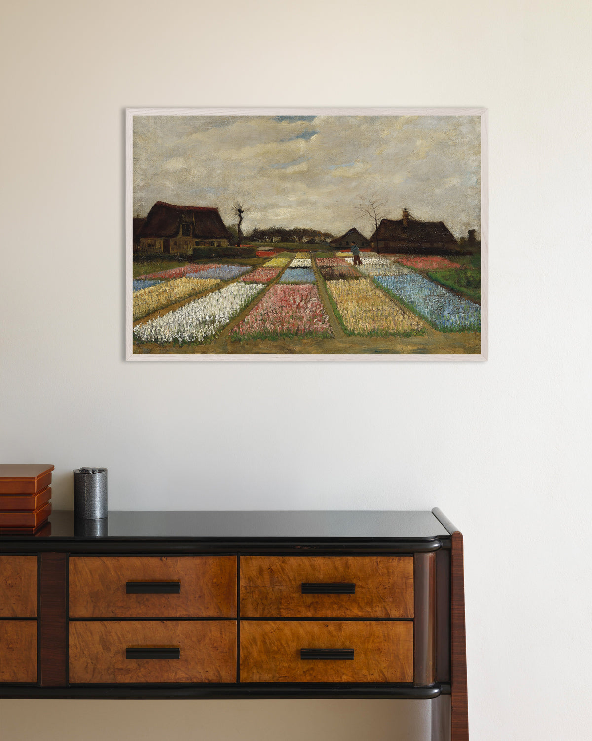 Poster av Blomsterbäddar i Holland (ca 1883) av Vincent van Gogh, med vit träram
