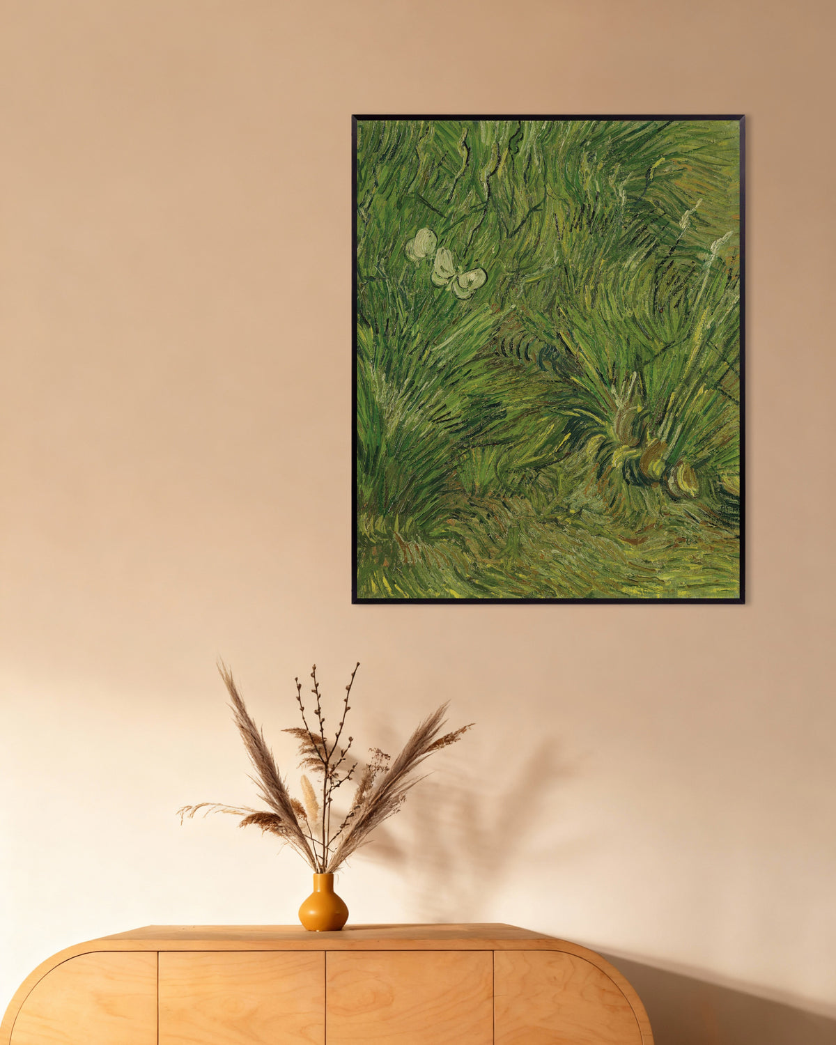 Poster med Trädgård med fjärilar (1889) av Vincent van Gogh, med metallram