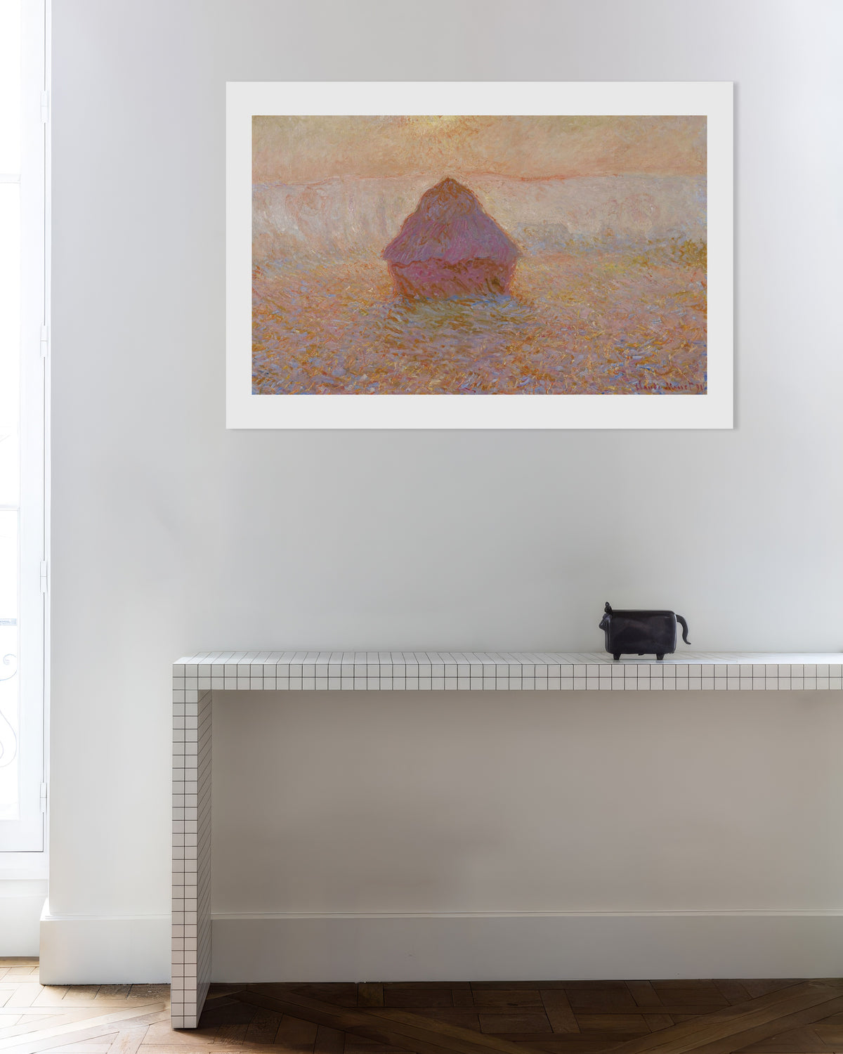 Poster Sädesstack, sol i dimman (1891) av Claude Monet