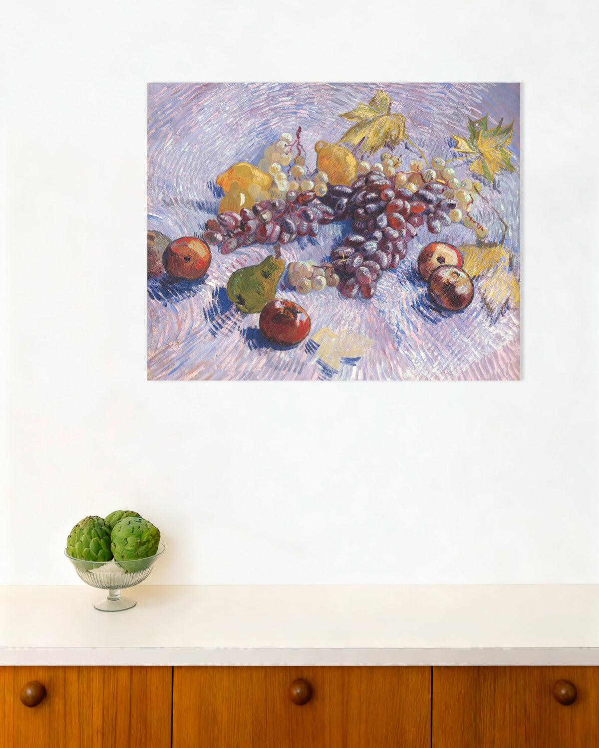 Poster av Druvor, citroner, päron och äpplen (1887) av Vincent van Gogh