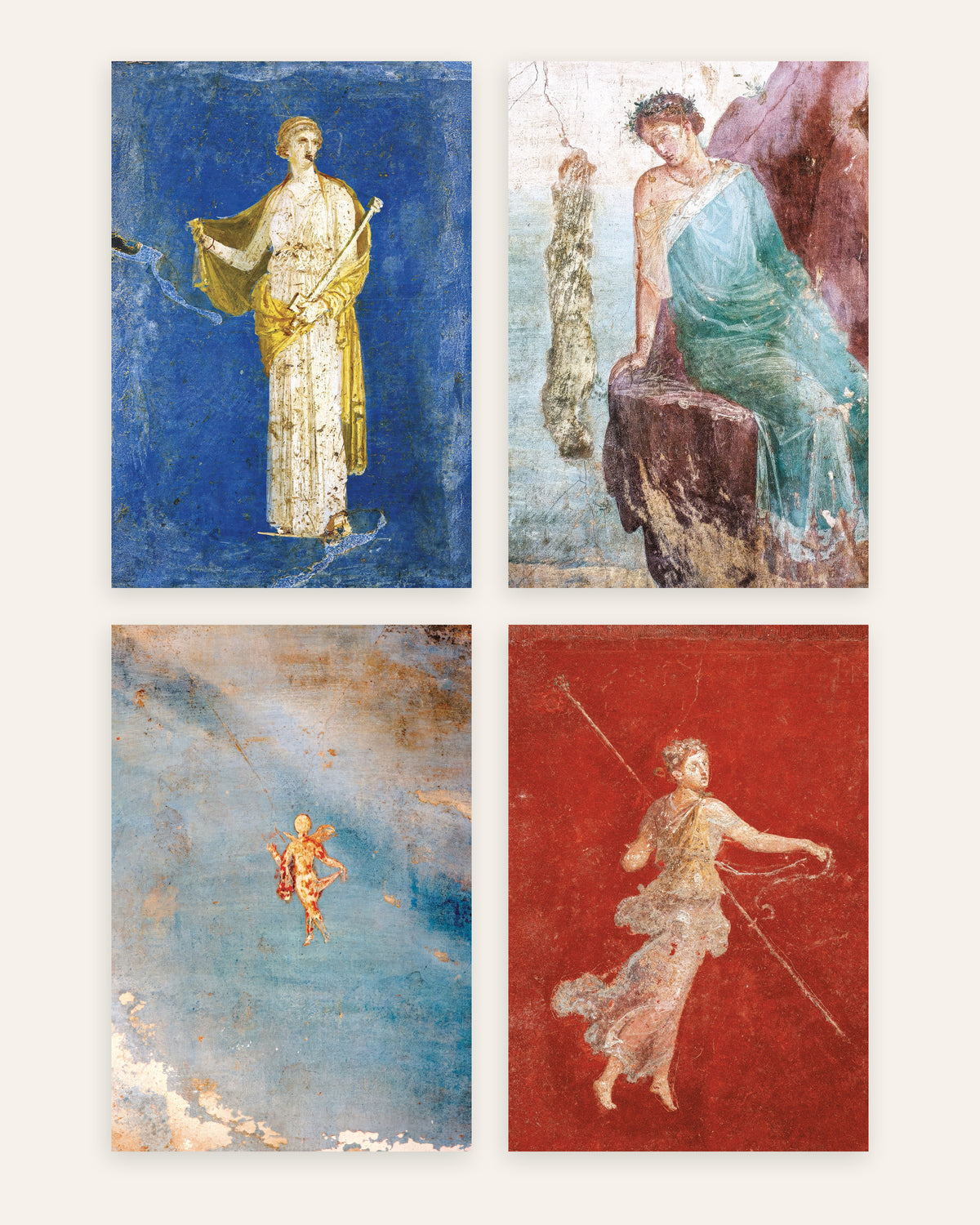 Romerska freskoposters, set med 4: Medea, Ikaros, Psyche och menad, utan ram