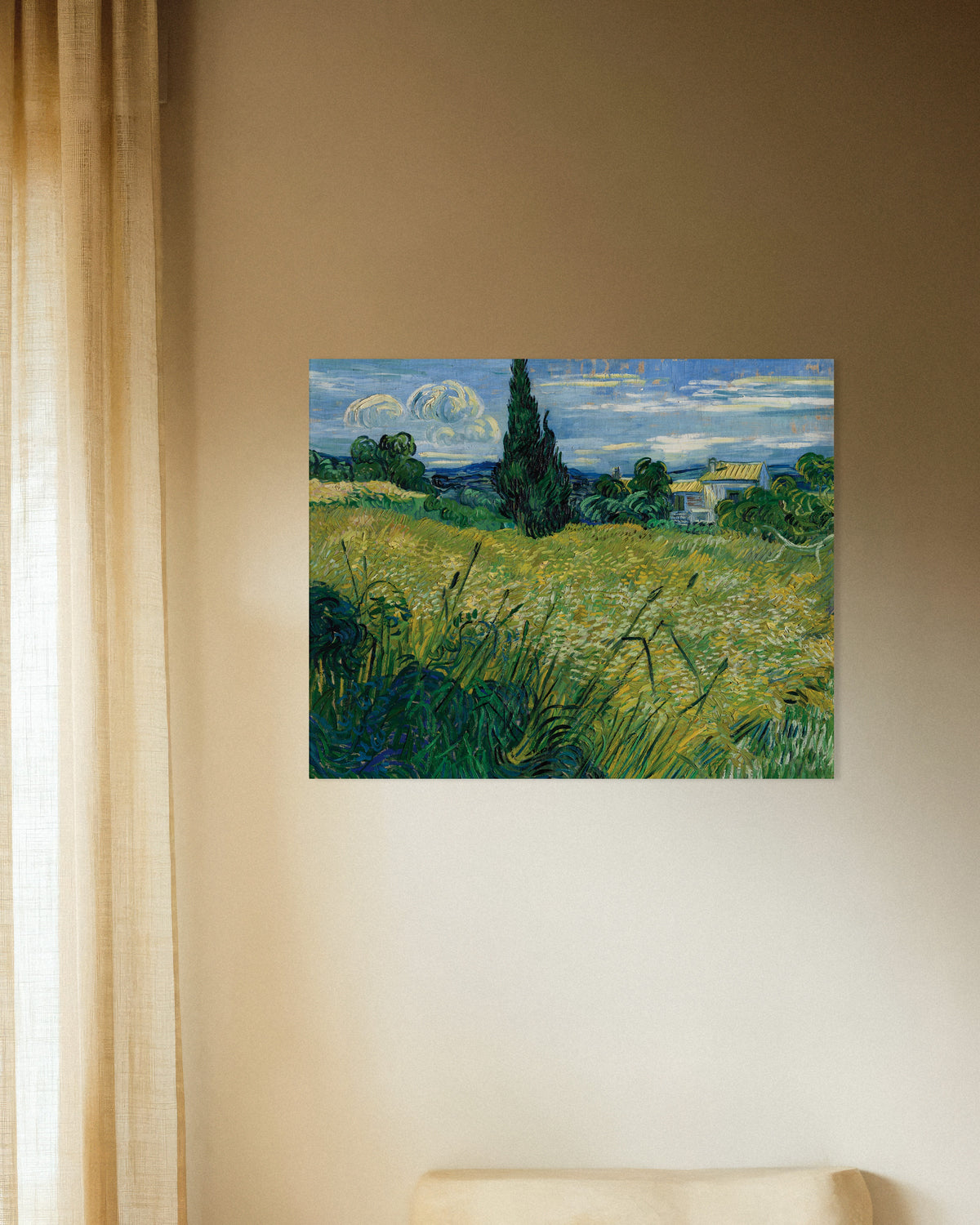 Poster med Grönt vetefält med cypress (1889) av Vincent van Gogh