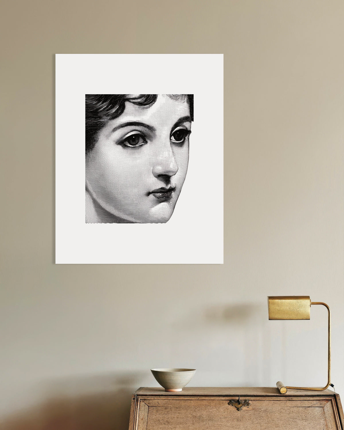Poster of Halftone Female Portrait in Black and White