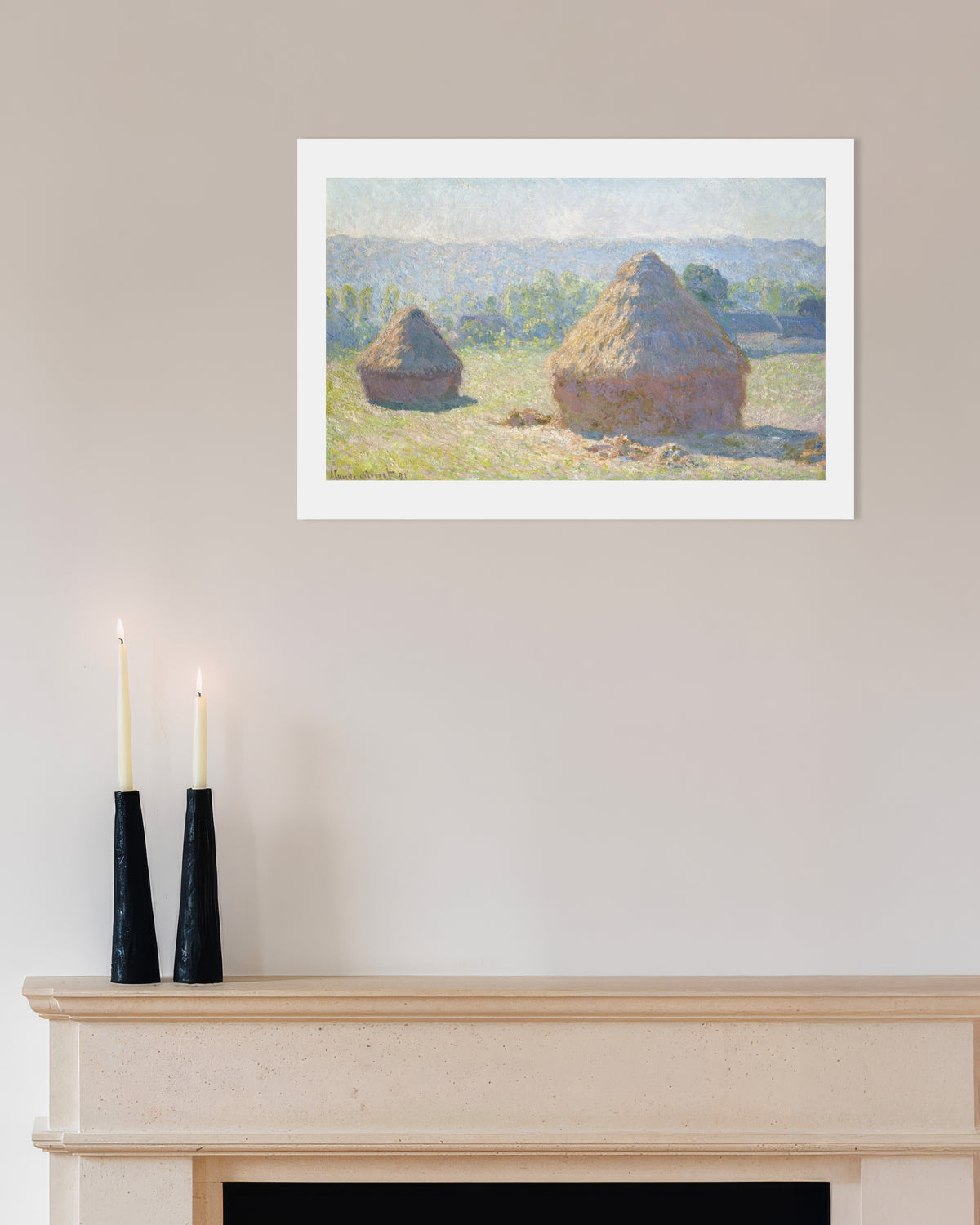 Poster Sädesstackar, sensommar (1891) av Claude Monet