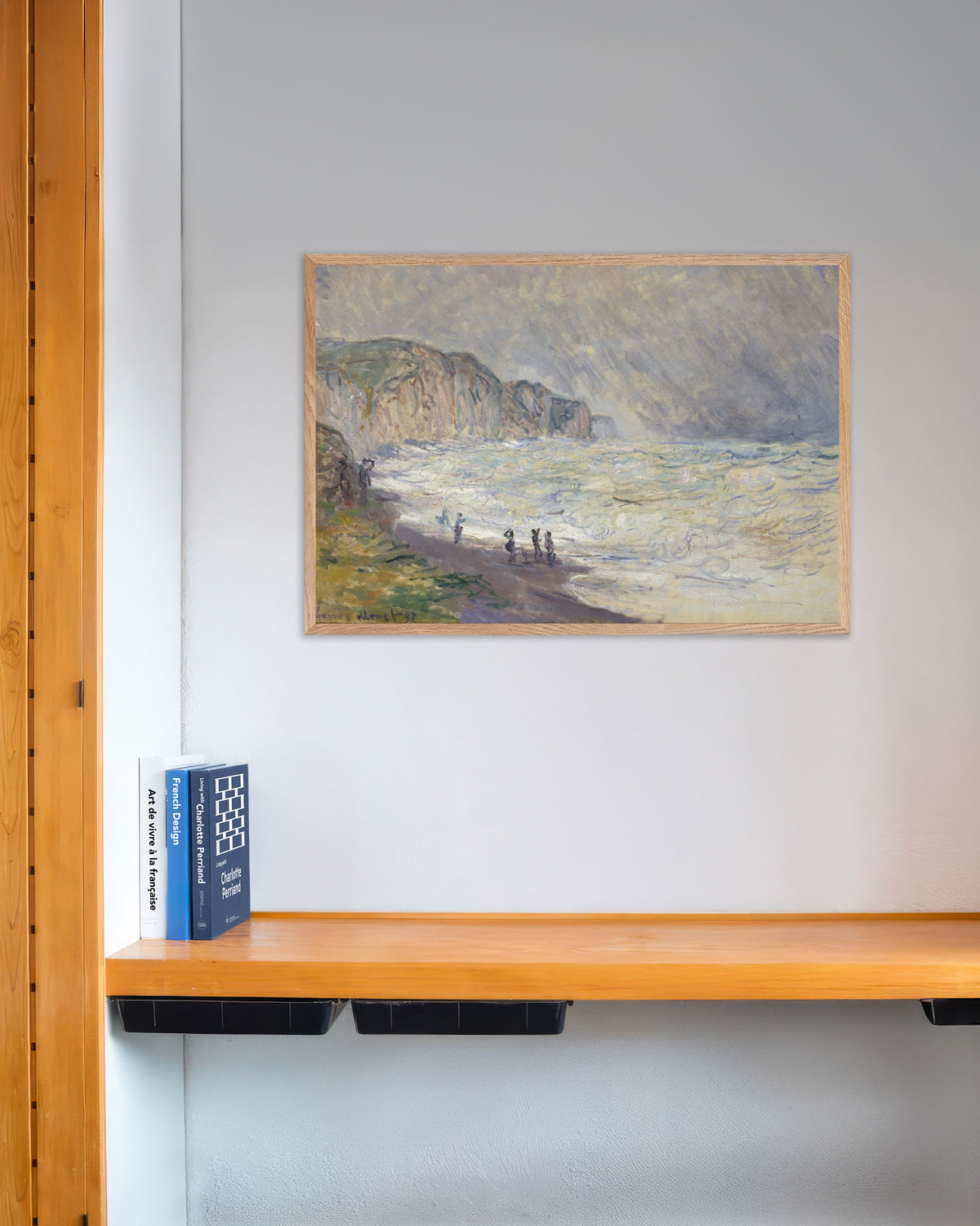 Poster Grov sjö vid Pourville (1897) av Claude Monet med ram i naturträ